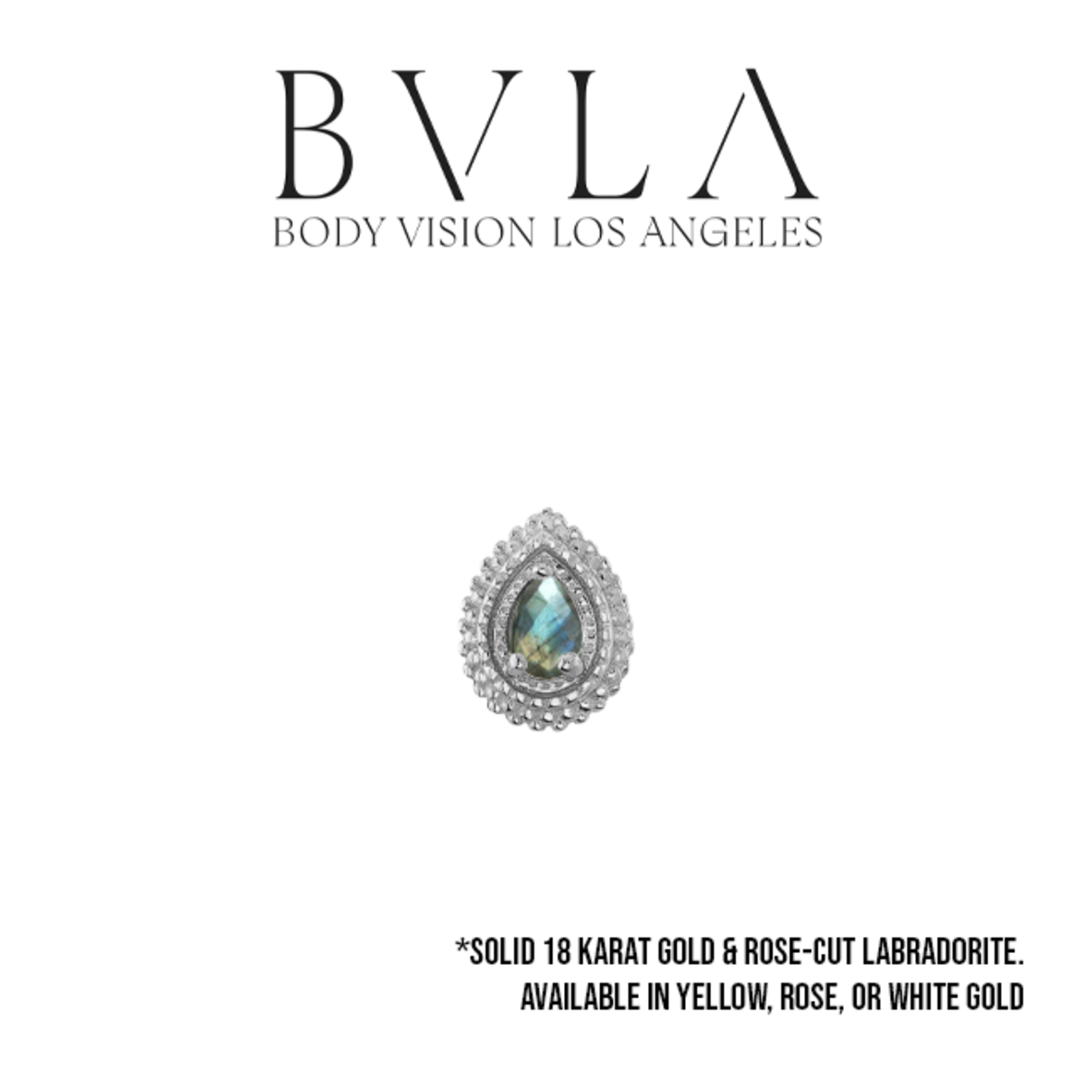 BVLA BVLA 7x5 "Tiny Afghan Pear" threaded end with 3x2 rose cut labradorite