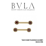 BVLA BVLA 12g "Milgrain Prong" Barbells with AA Garnet