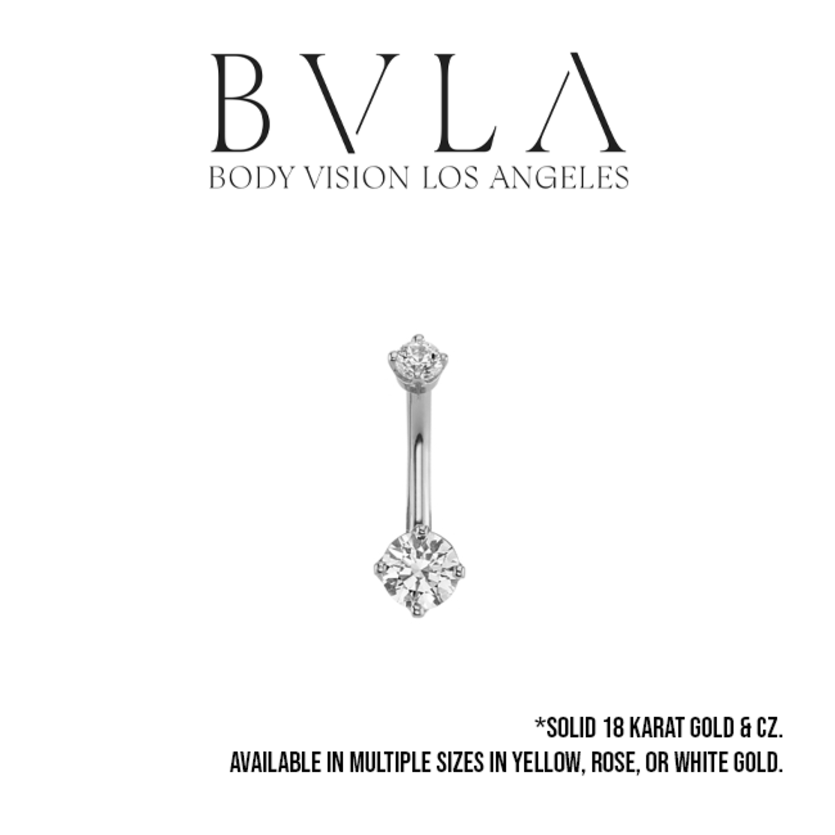 BVLA BVLA 14g "Classic Prong" navel curve with 5.0mm and 3.0mm CZ