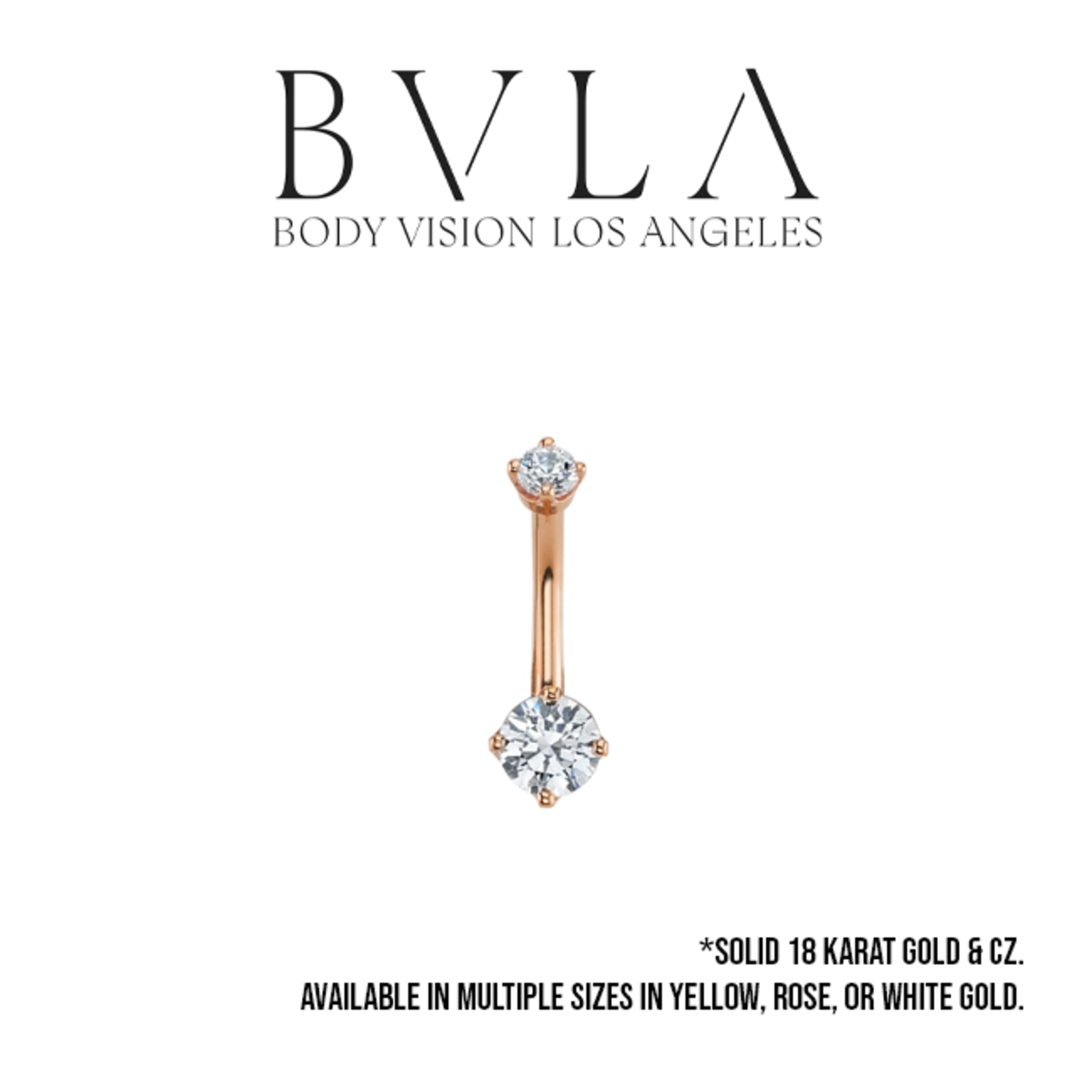 BVLA BVLA 14g "Classic Prong" navel curve with 5.0mm and 3.0mm CZ