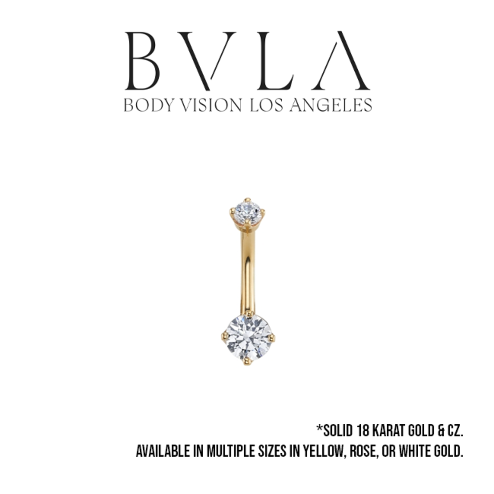 BVLA BVLA 14g "Classic Prong" navel curve with 5.0mm and 3.0mm CZ