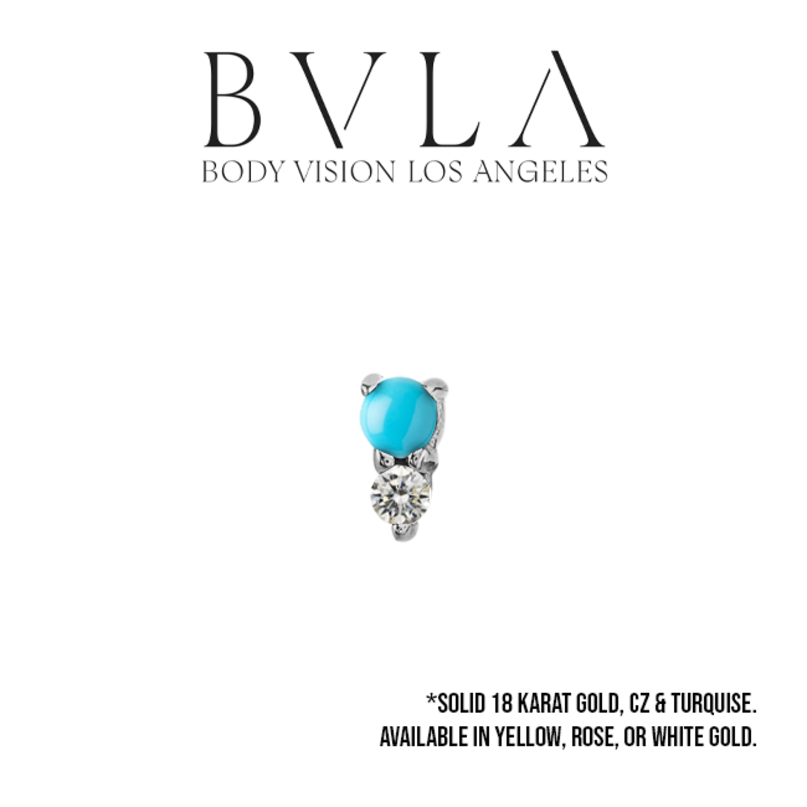 BVLA BVLA "Jeanie 2" press fit end with 2.0 turquoise & 1.5 CZ