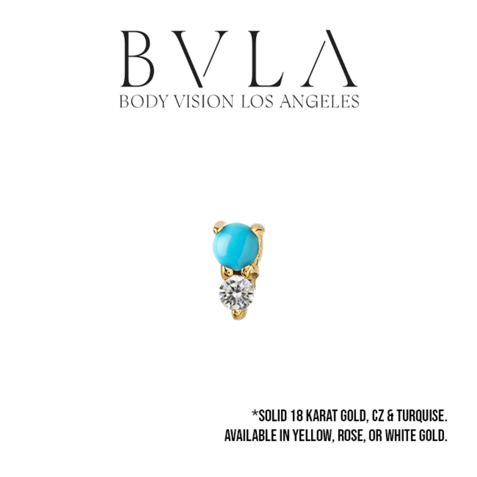 BVLA BVLA "Jeanie 2" press fit end with 2.0 turquoise & 1.5 CZ