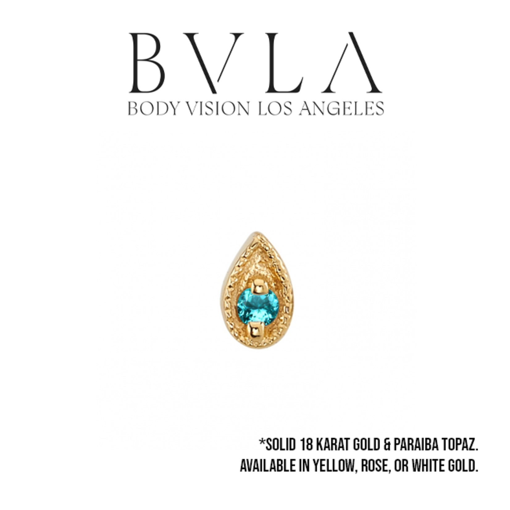 BVLA BVLA 5x3 "Pear Harlequin" press fit end with 1.75 AA paraiba topaz