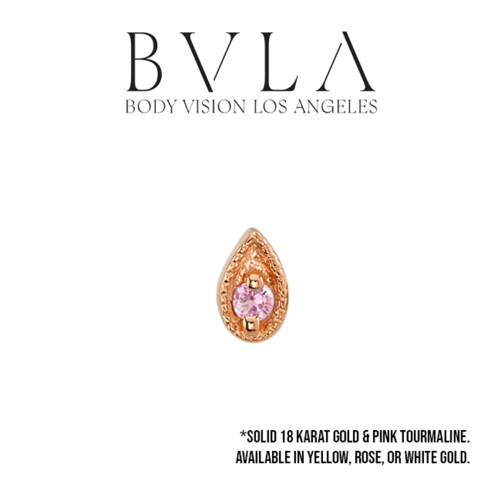 BVLA BVLA 5x3 "Pear Harlequin" press fit end with 1.75 AA Pink Tourmaline