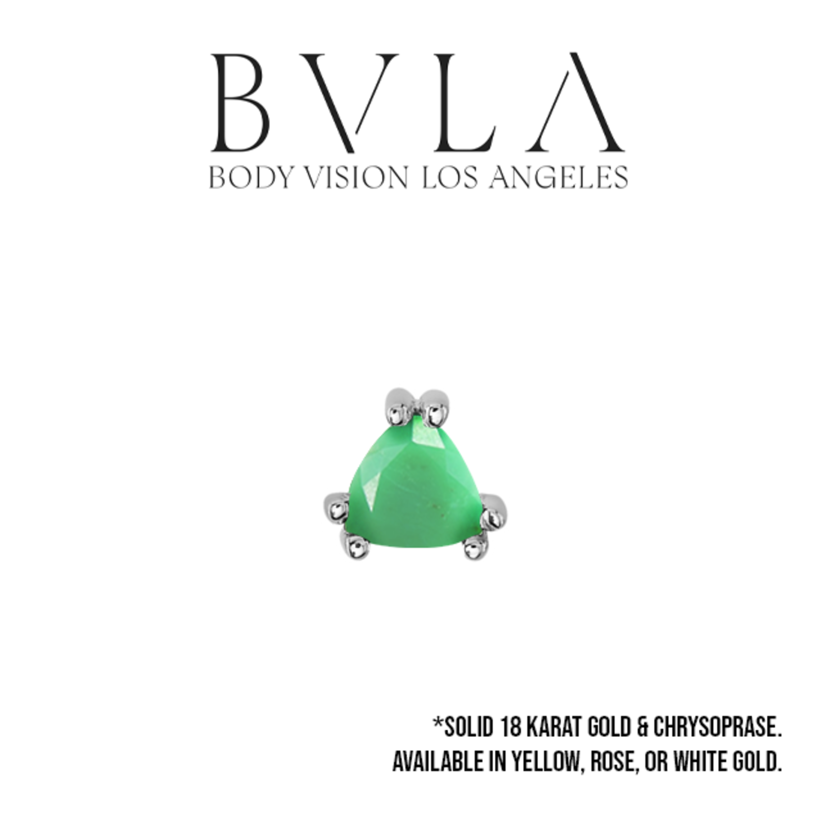 BVLA BVLA "Tanti" double-prong press fit end with 3.0 trillion cut faceted chrysoprase.