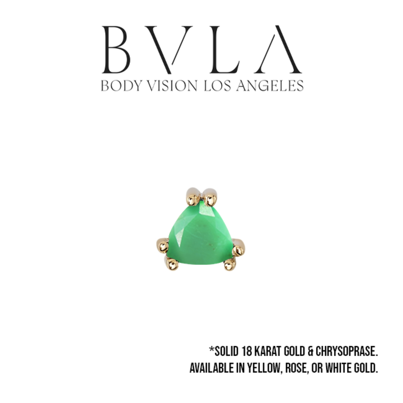 BVLA BVLA "Tanti" double-prong press fit end with 3.0 trillion cut faceted chrysoprase.