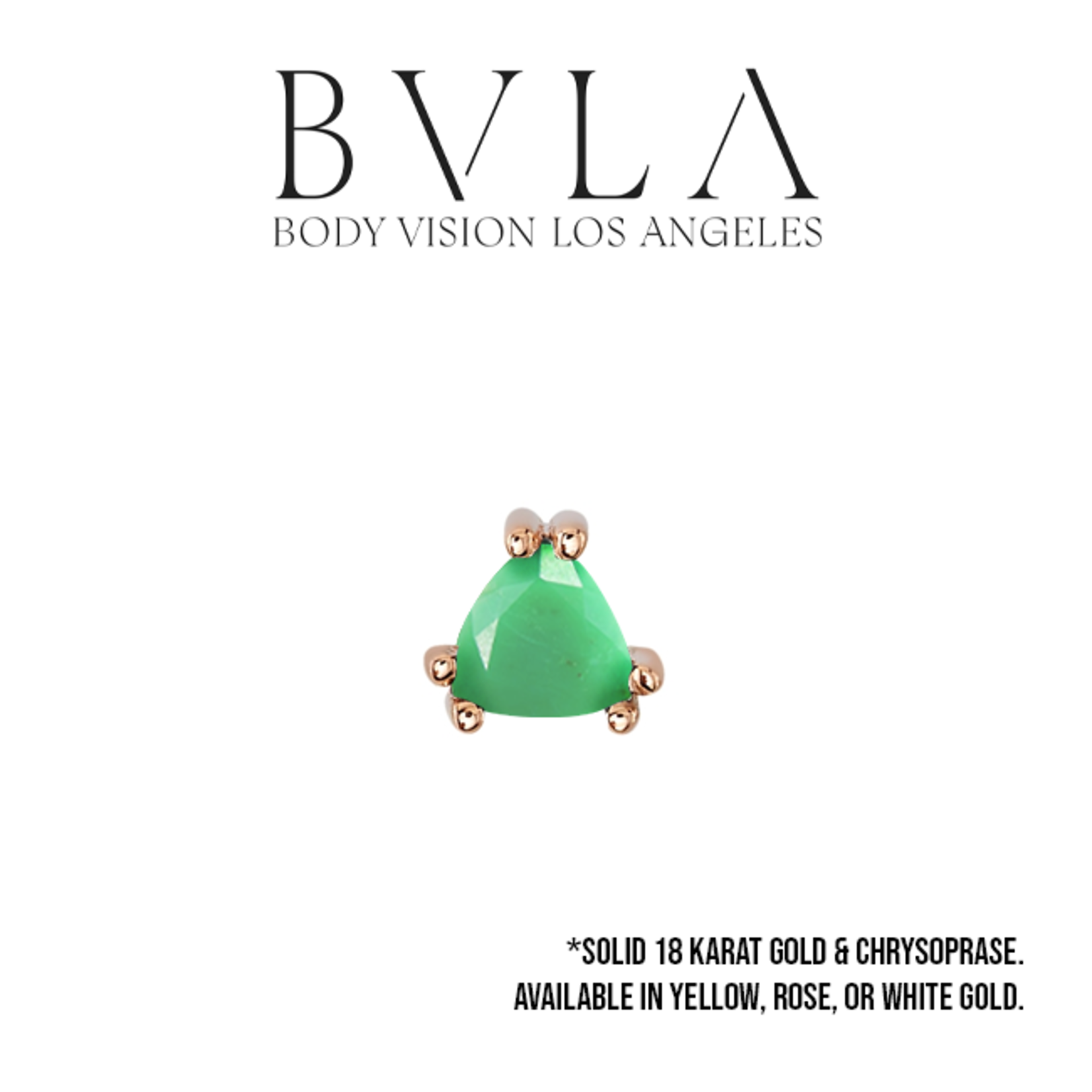 BVLA BVLA "Tanti" double-prong press fit end with 3.0 trillion cut faceted chrysoprase.