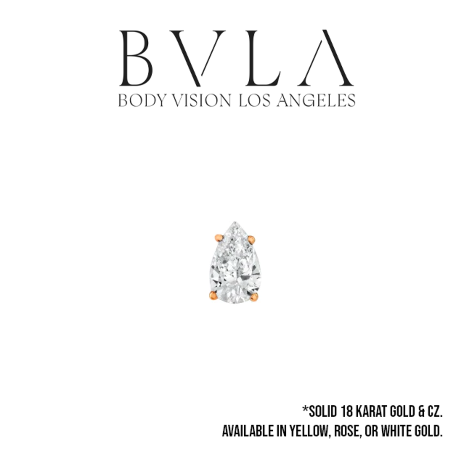 BVLA BVLA "Pear Prong" press fit end with 3x2 CZ