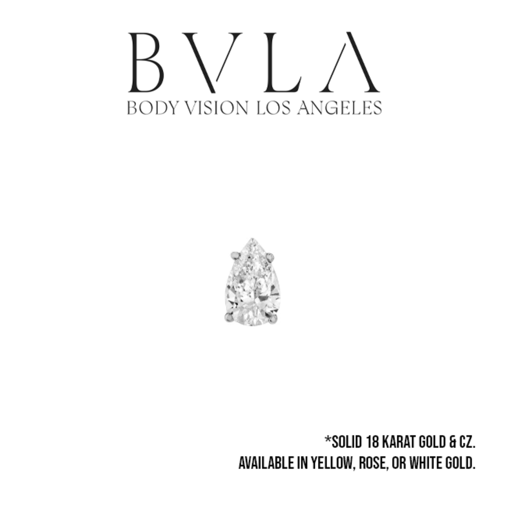 BVLA BVLA "Pear Prong" press fit end with 3x2 CZ