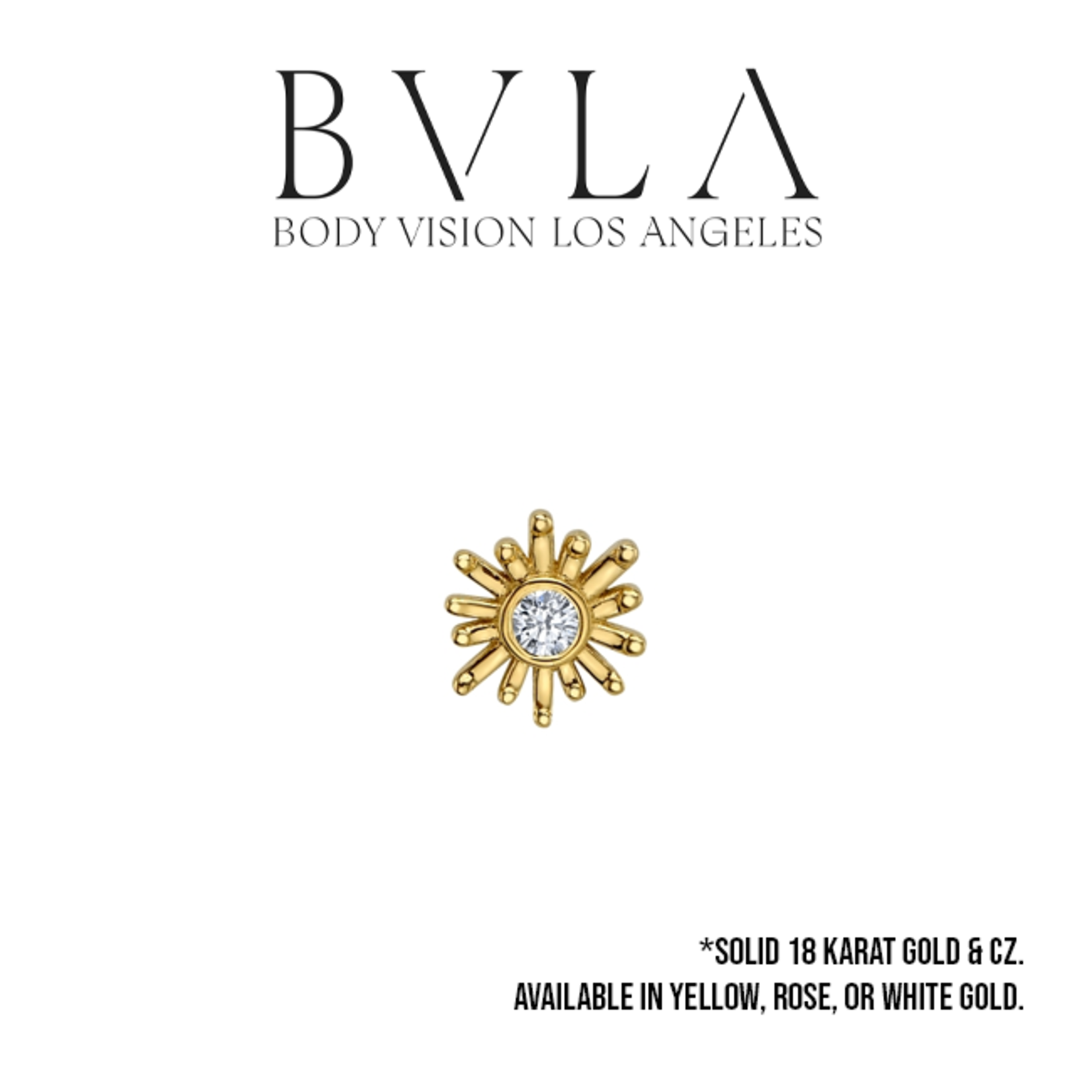 BVLA BVLA  gold "Sunray" press fit end with 1.5 CZ