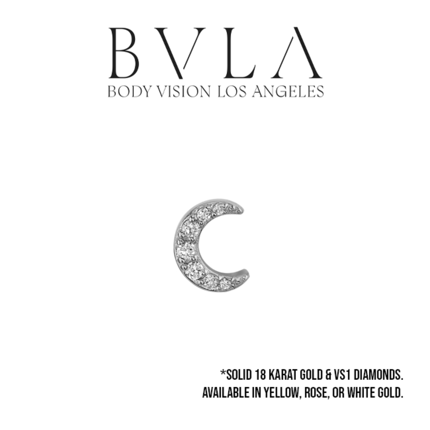 BVLA BVLA "Jula" micro pave moon with 3x 1.25 VS1 Diamonds, 2x 1.0 VS1 Diamonds, and 2x 0.8 VS1 Diamonds