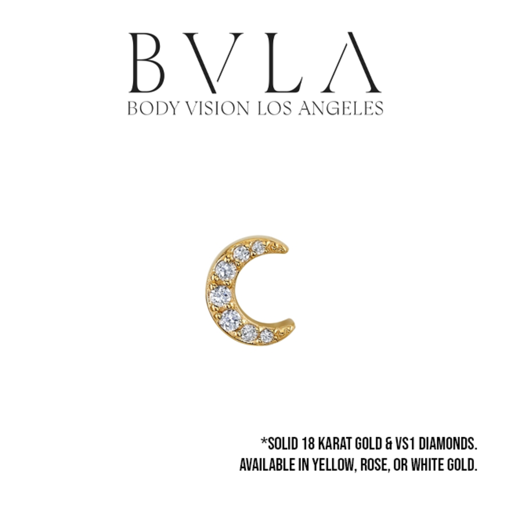 BVLA BVLA "Jula" micro pave moon with 3x 1.25 VS1 Diamonds, 2x 1.0 VS1 Diamonds, and 2x 0.8 VS1 Diamonds