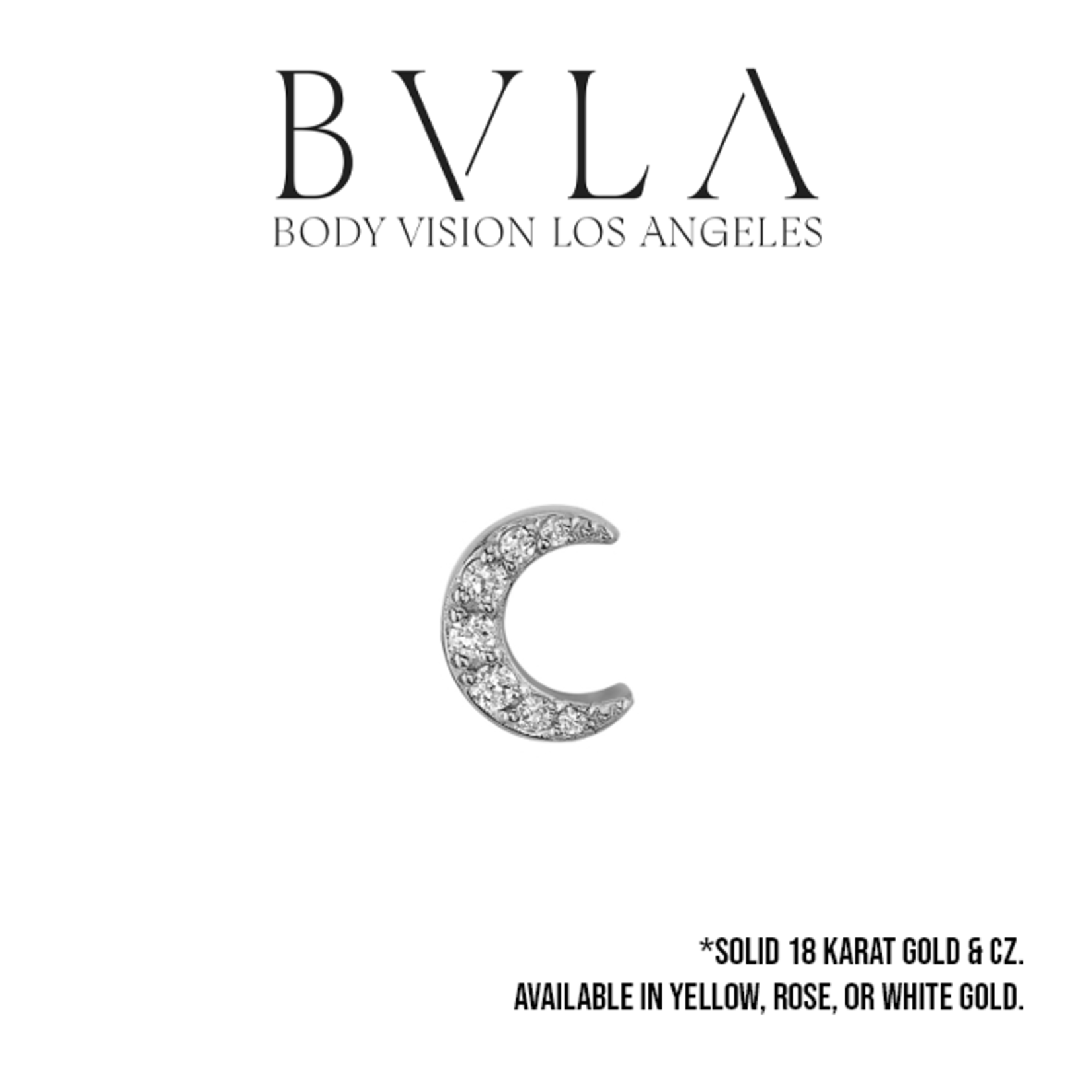 BVLA BVLA "Jula" micro pave moon threaded end with 3x 1.25 CZ, 2x 1.0 CZ, and 2x 0.8 CZ