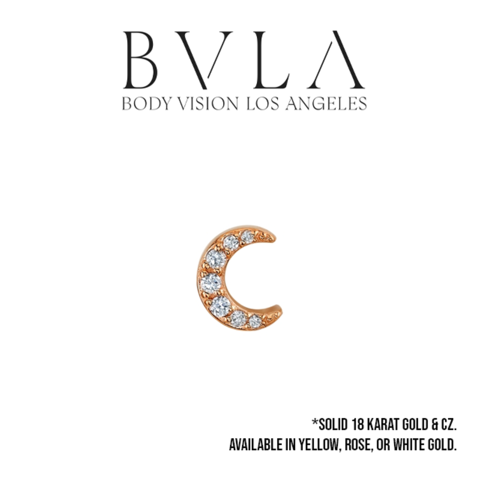 BVLA BVLA "Jula" micro pave moon threaded end with 3x 1.25 CZ, 2x 1.0 CZ, and 2x 0.8 CZ