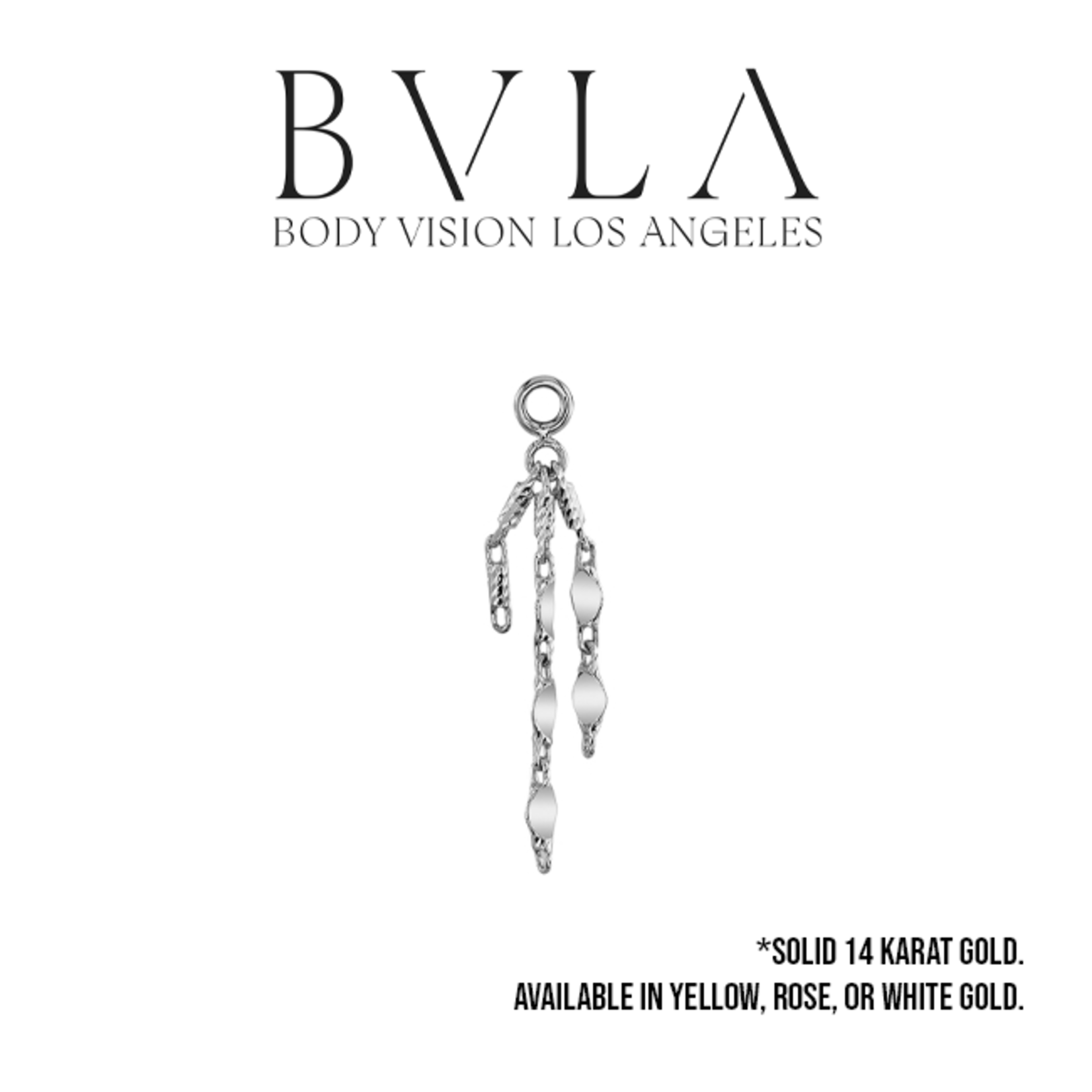 BVLA BVLA "Portia" charm with 1/2, 3/4, and 1" lengths of chain. Fitted to 16g jump rings