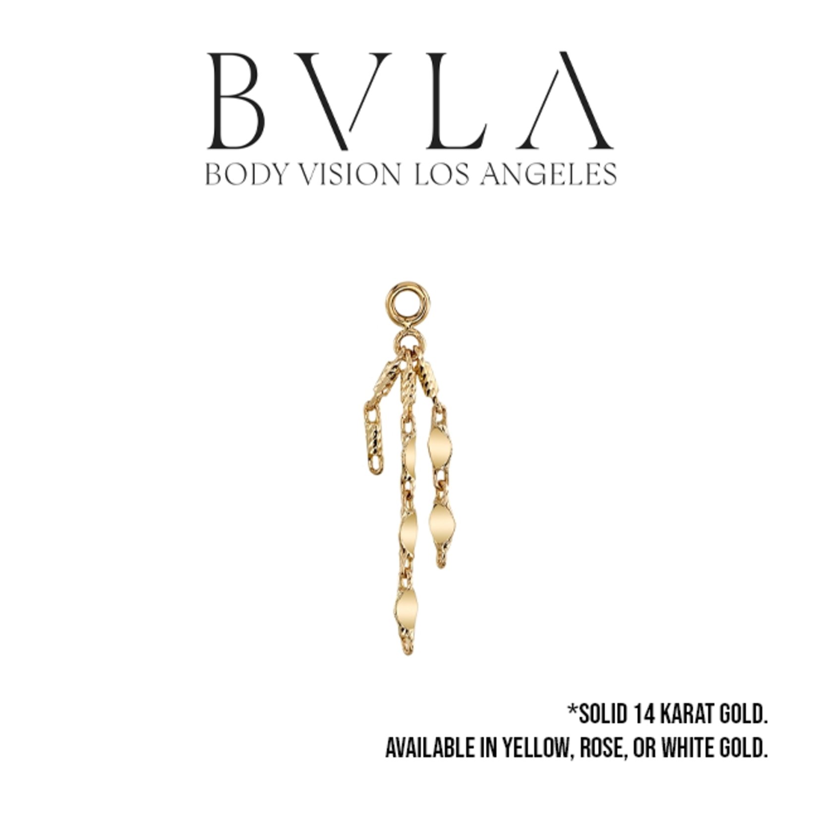 BVLA BVLA "Portia" charm with 1/2, 3/4, and 1" lengths of chain. Fitted to 16g jump rings