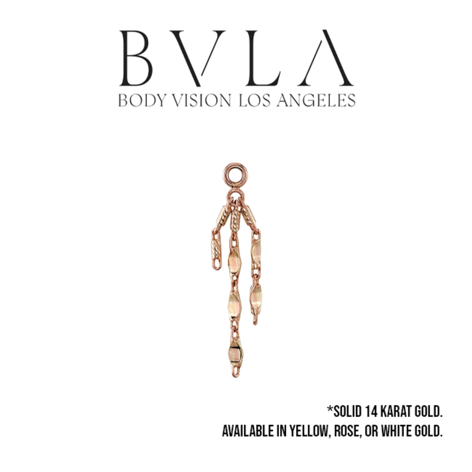BVLA BVLA "Portia" charm with 1/2, 3/4, and 1" lengths of chain. Fitted to 16g jump rings