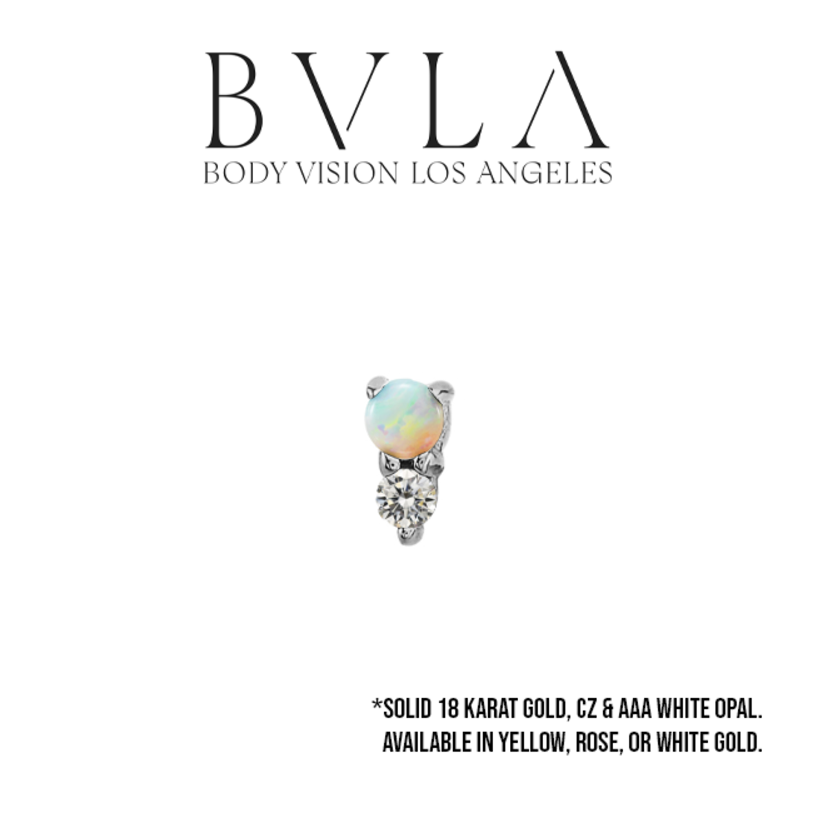 BVLA BVLA 4.0x2.0mm "Jeanie 2" press-fit end with 2.0mm AAA White Opal & 1.5mm CZ