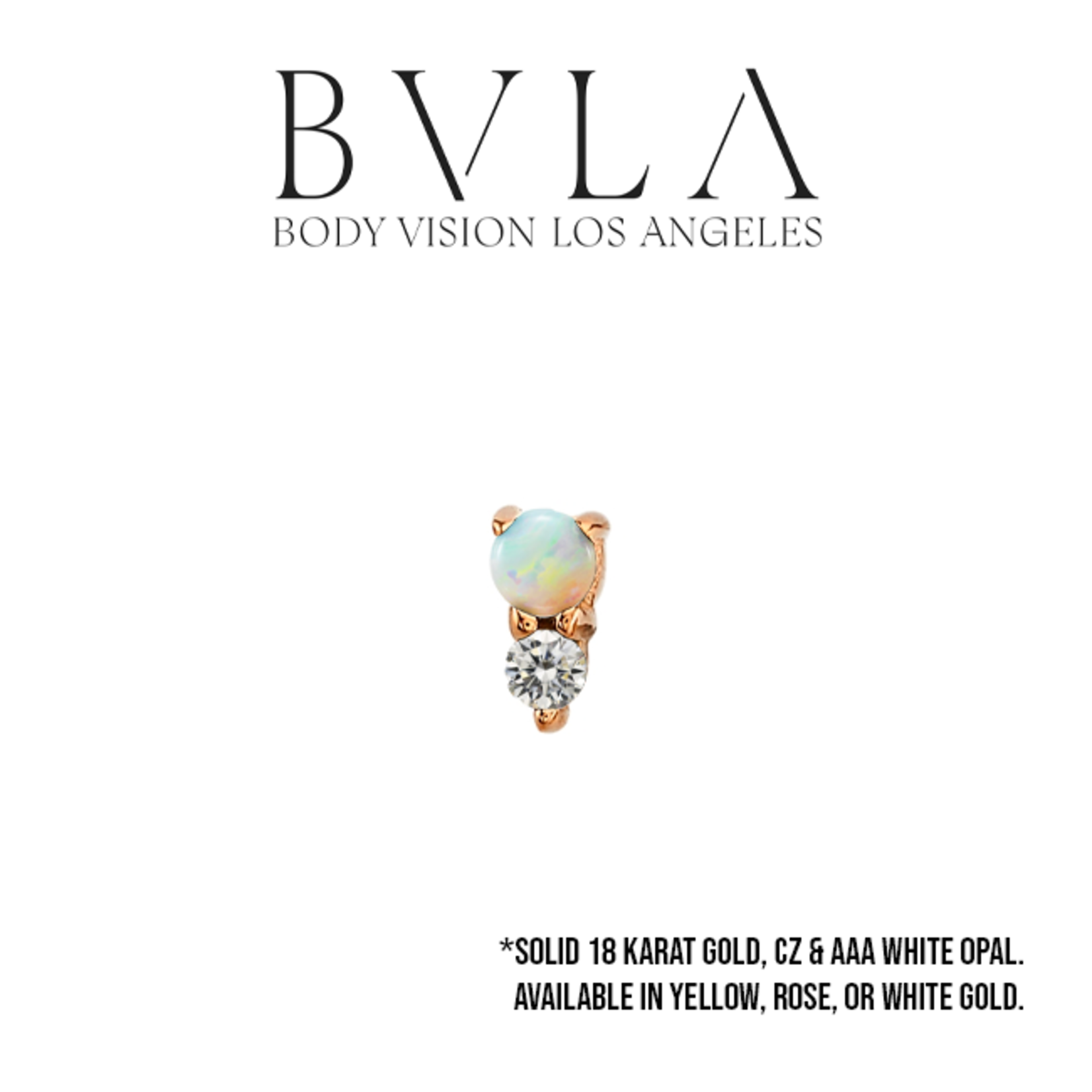 BVLA BVLA 4.0x2.0mm "Jeanie 2" press-fit end with 2.0mm AAA White Opal & 1.5mm CZ