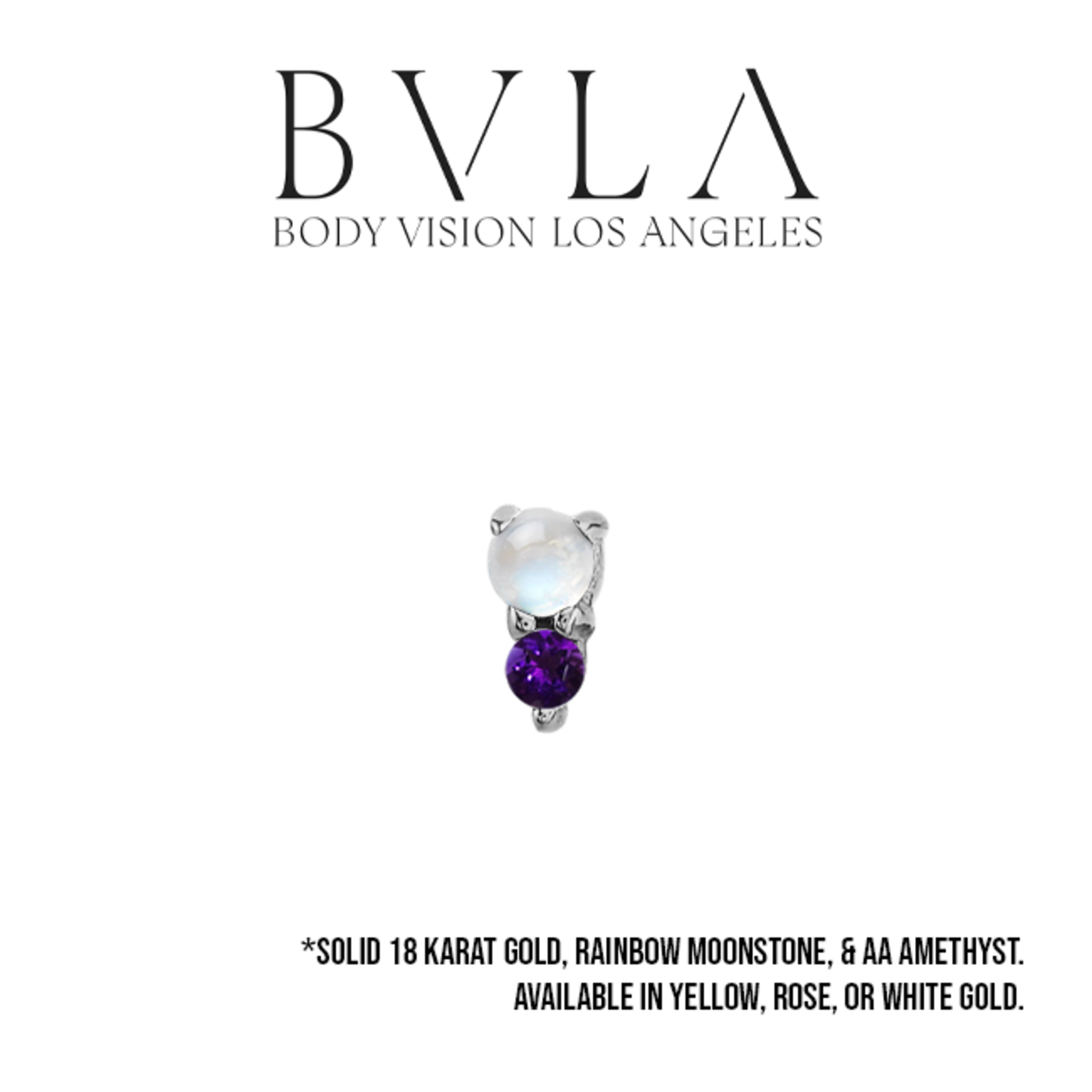 BVLA BVLA 4.0x2.0mm "Jeanie" 2 press-fit end with 2.0mm Rainbow Moonstone & 1.5 AA Amethyst