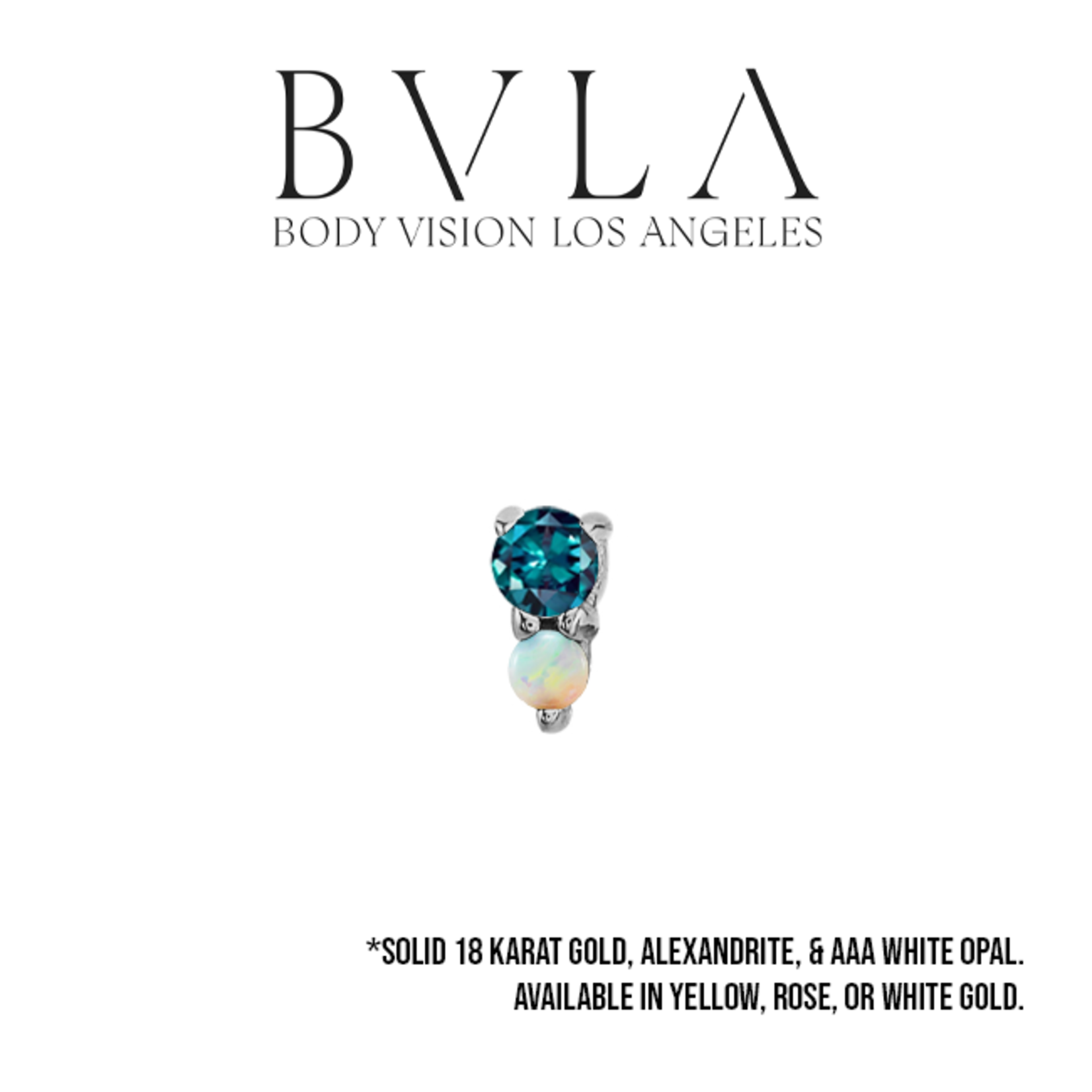 BVLA BVLA 4.0x2.0mm "Jeanie" 2 press-fit end with 2.0mm Alexandrite & 1.5mm AAA White Opal