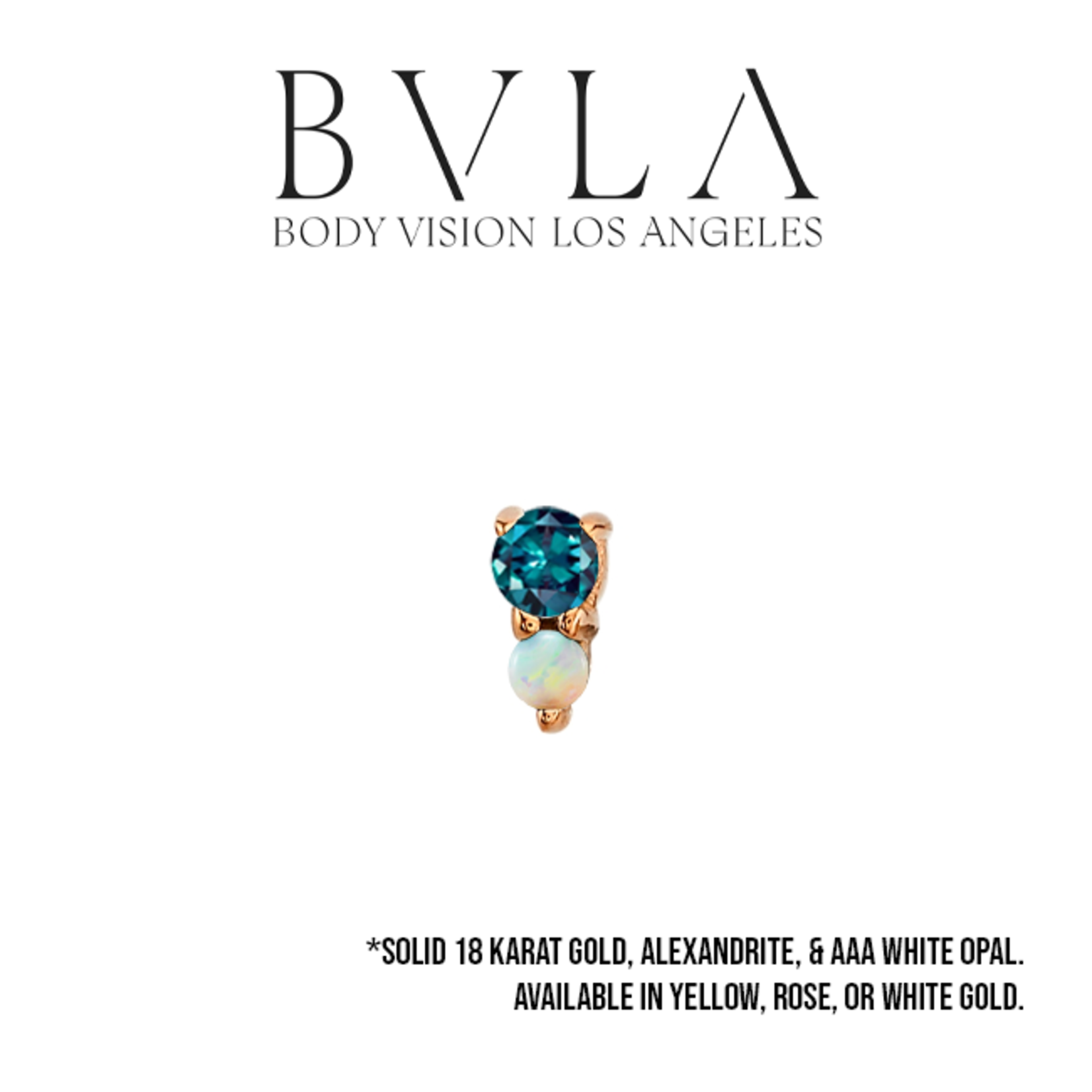 BVLA BVLA 4.0x2.0mm "Jeanie" 2 press-fit end with 2.0mm Alexandrite & 1.5mm AAA White Opal