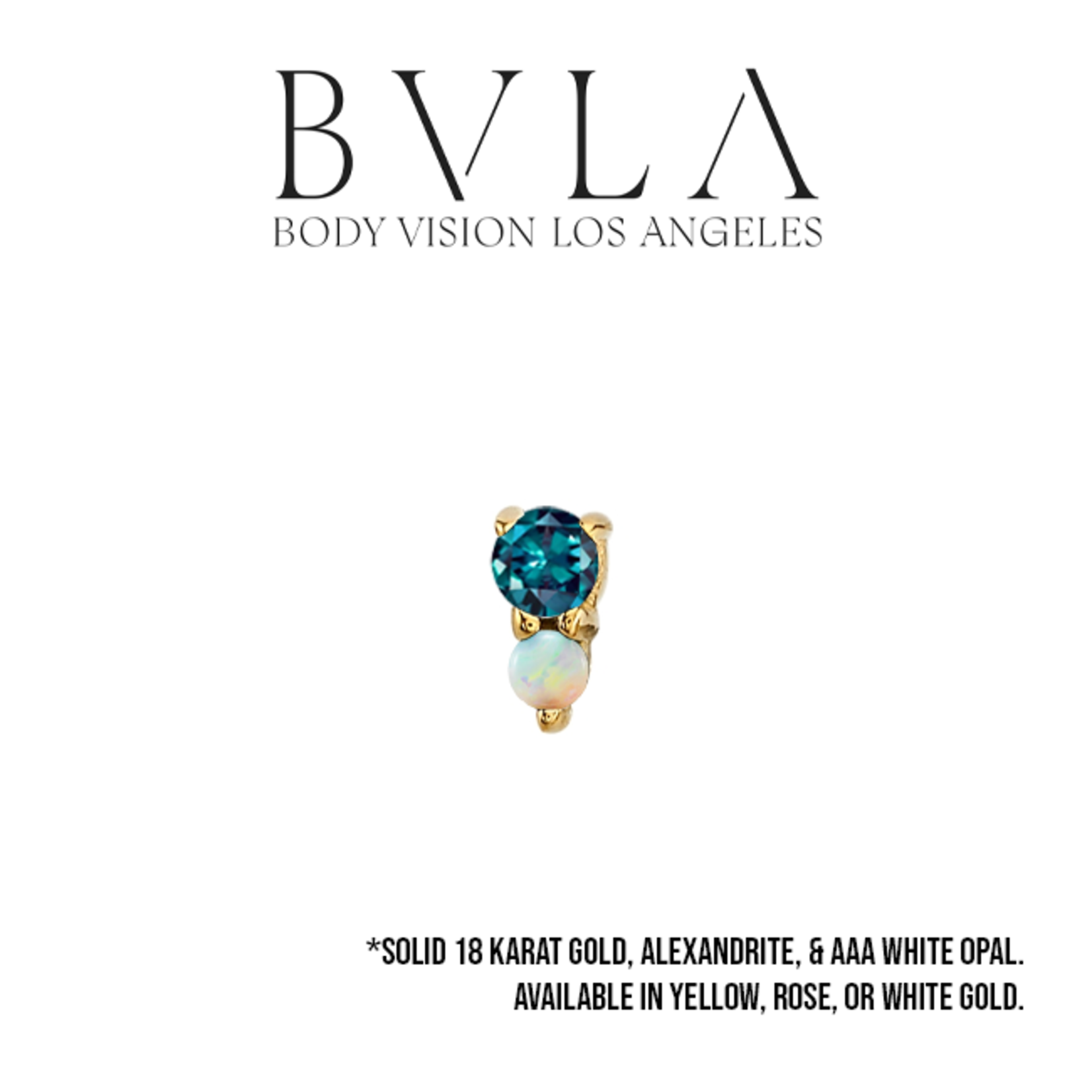 BVLA BVLA 4.0x2.0mm "Jeanie" 2 press-fit end with 2.0mm Alexandrite & 1.5mm AAA White Opal