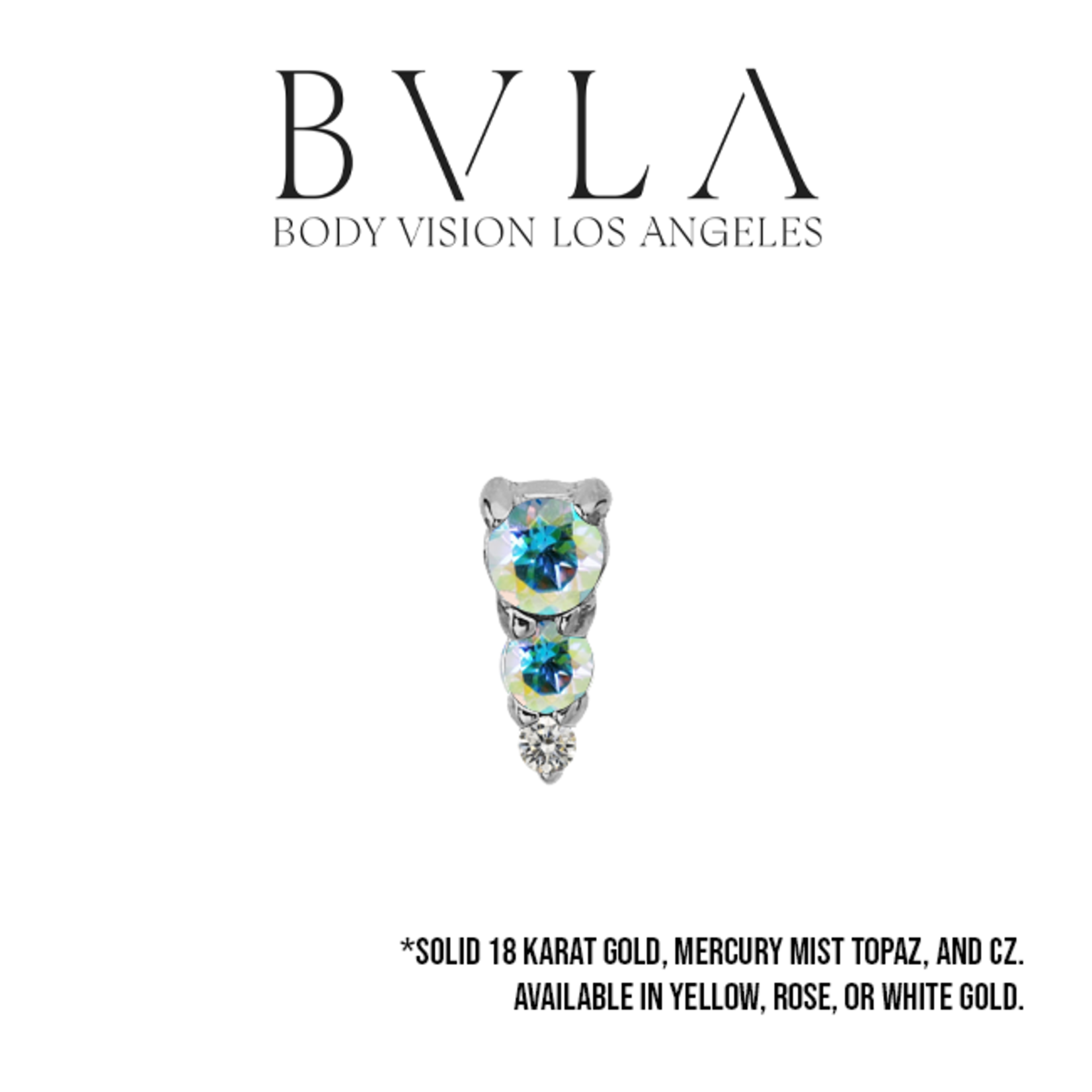 BVLA BVLA 16g 5.0x2.0mm "Jeanie 3" threaded end with 2.0 mercury mist topaz, 1.5 mercury mist topaz, and 1.0 CZ