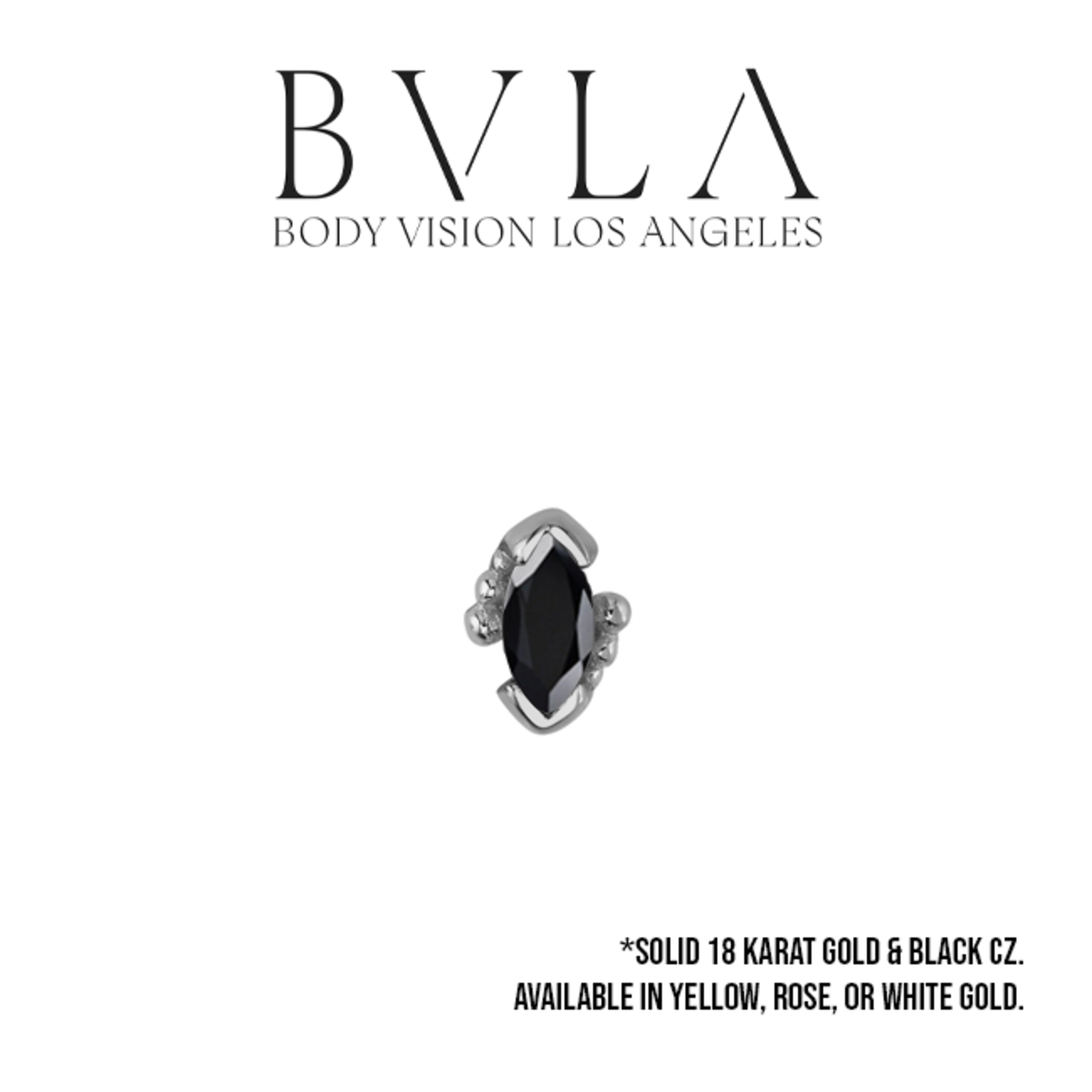 BVLA BVLA "Beaded Marquise" press fit end with 4x2 Black CZ