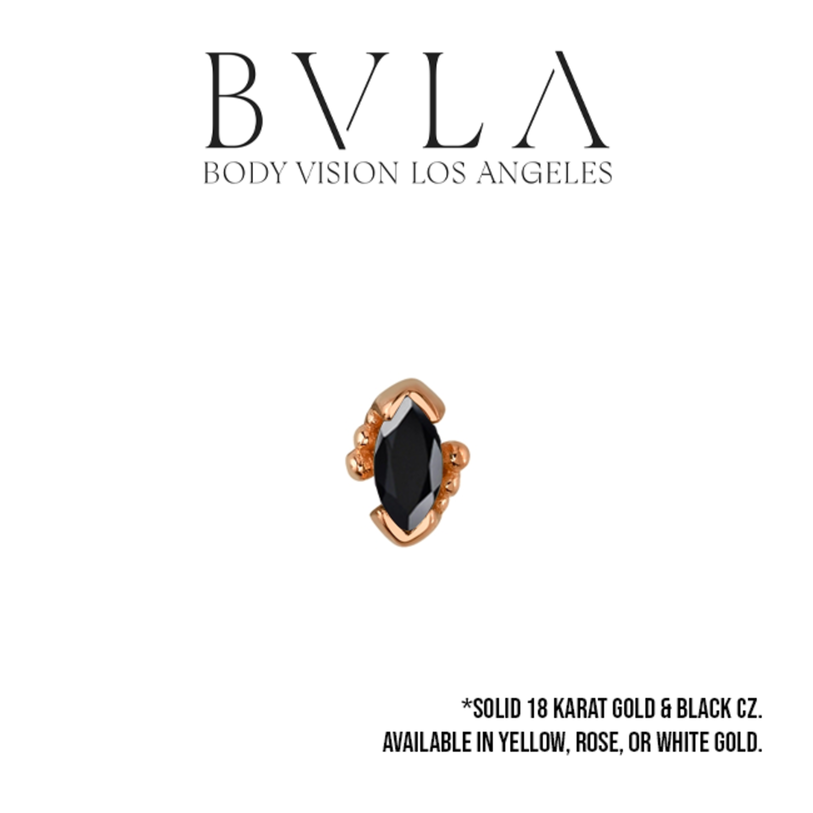BVLA BVLA "Beaded Marquise" press fit end with 4x2 Black CZ
