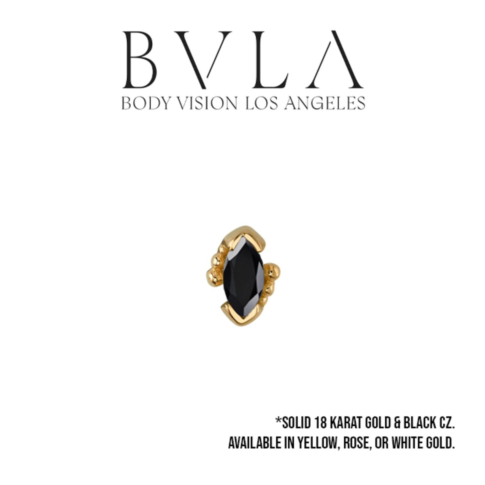BVLA BVLA "Beaded Marquise" press fit end with 4x2 Black CZ