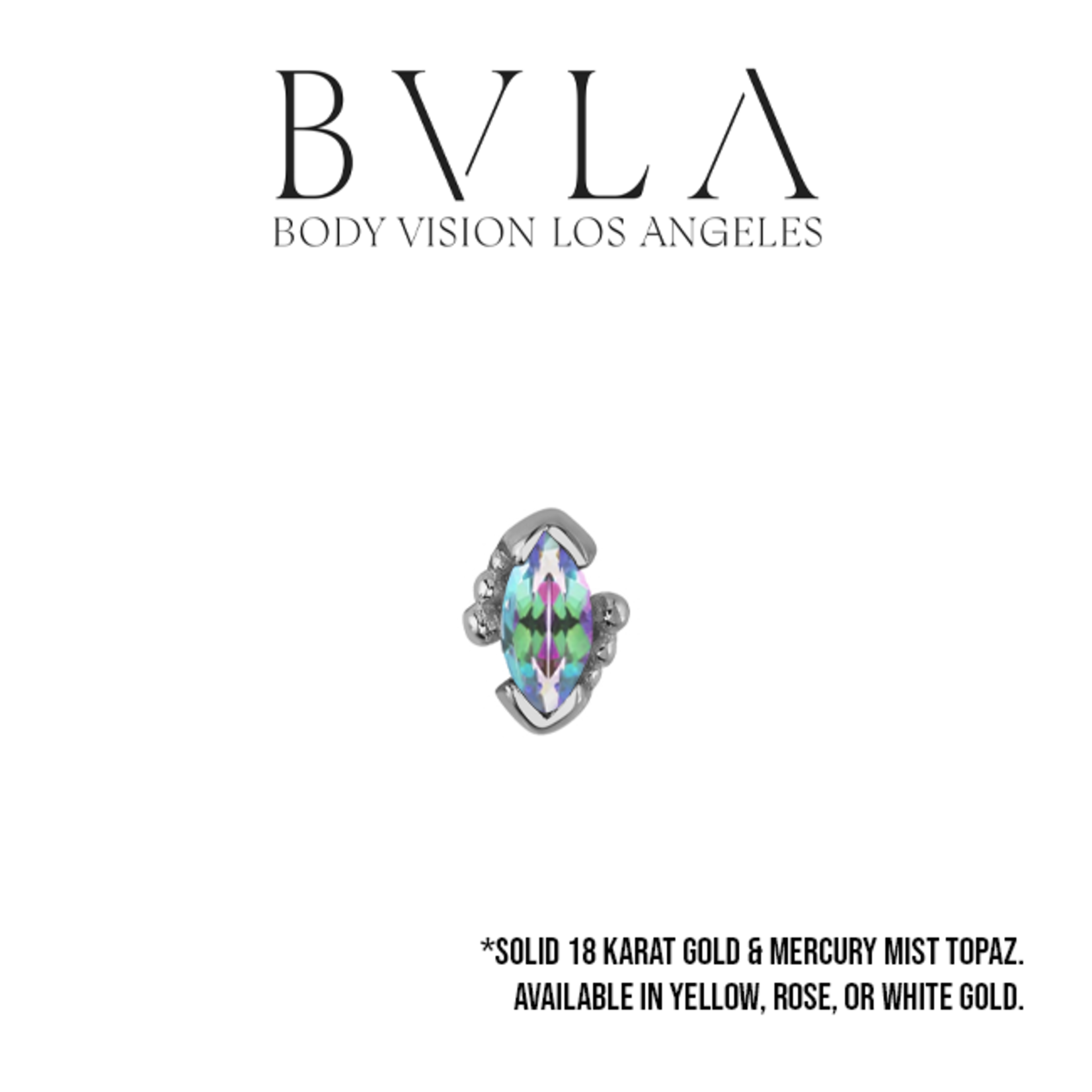 BVLA BVLA "Beaded Marquise" press-fit end with 4x2 Mercury Mist topaz