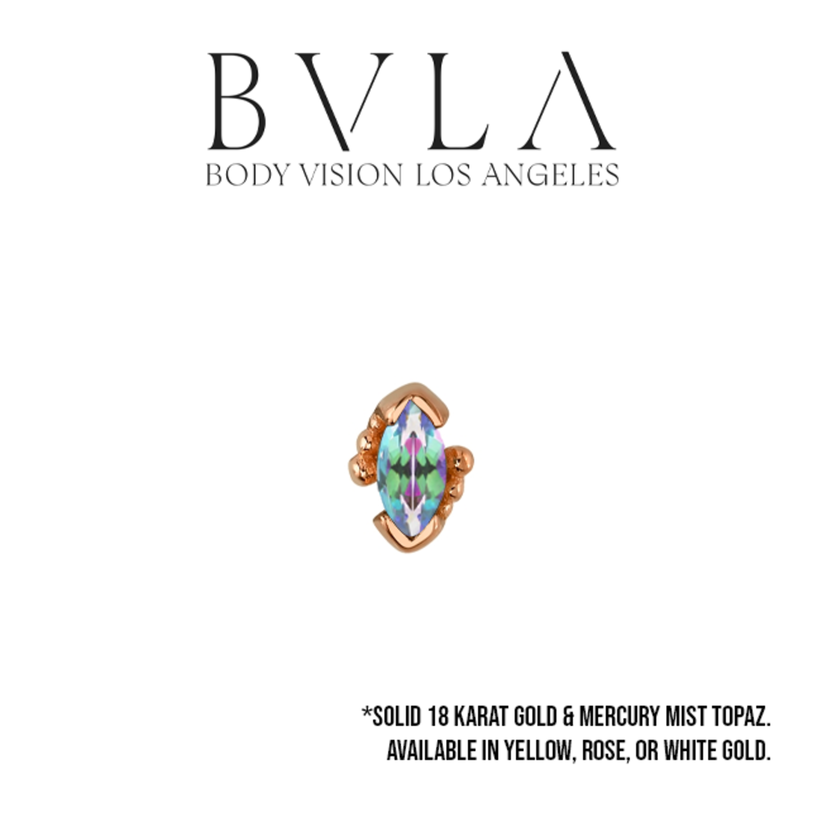 BVLA BVLA "Beaded Marquise" press-fit end with 4x2 Mercury Mist topaz