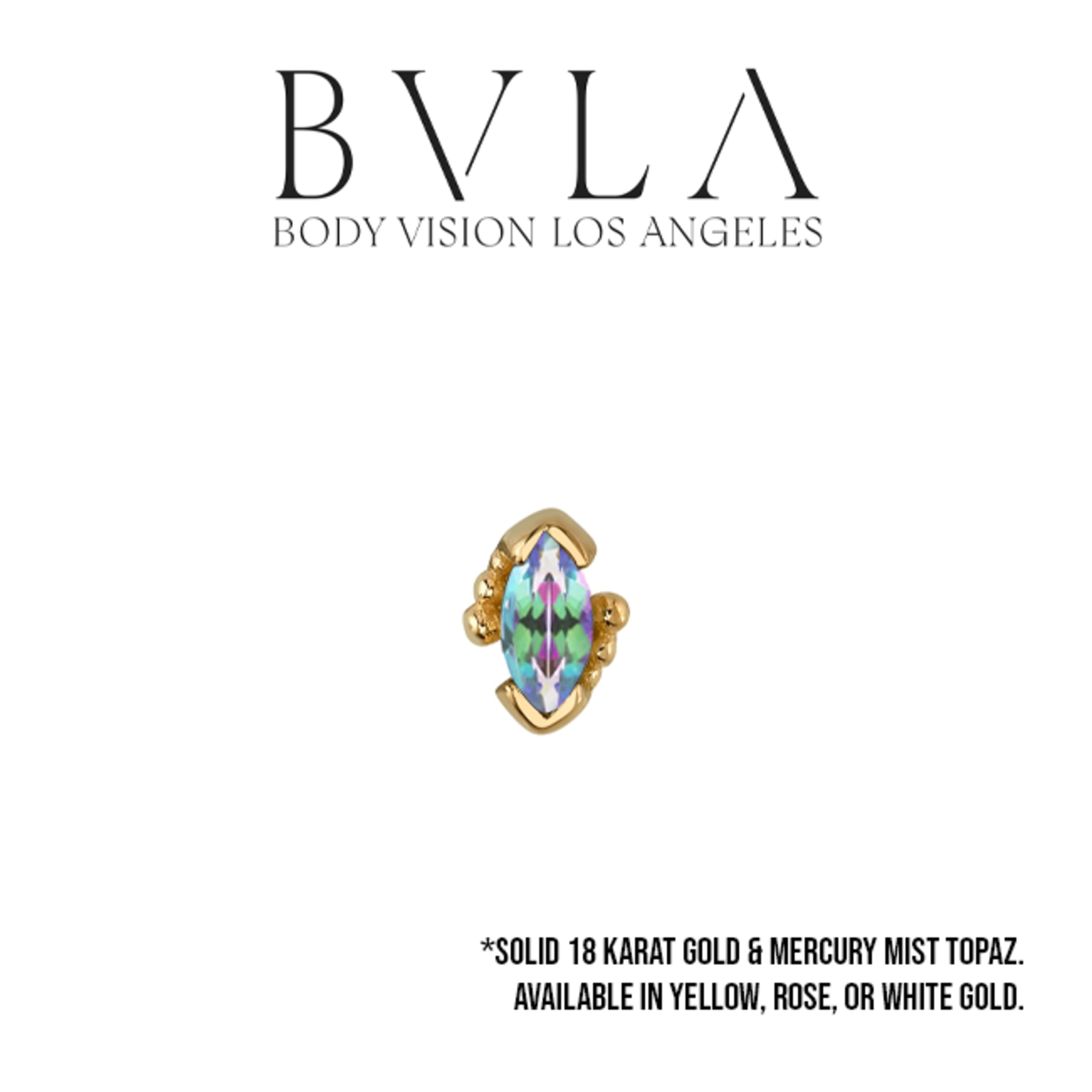 BVLA BVLA "Beaded Marquise" press-fit end with 4x2 Mercury Mist topaz