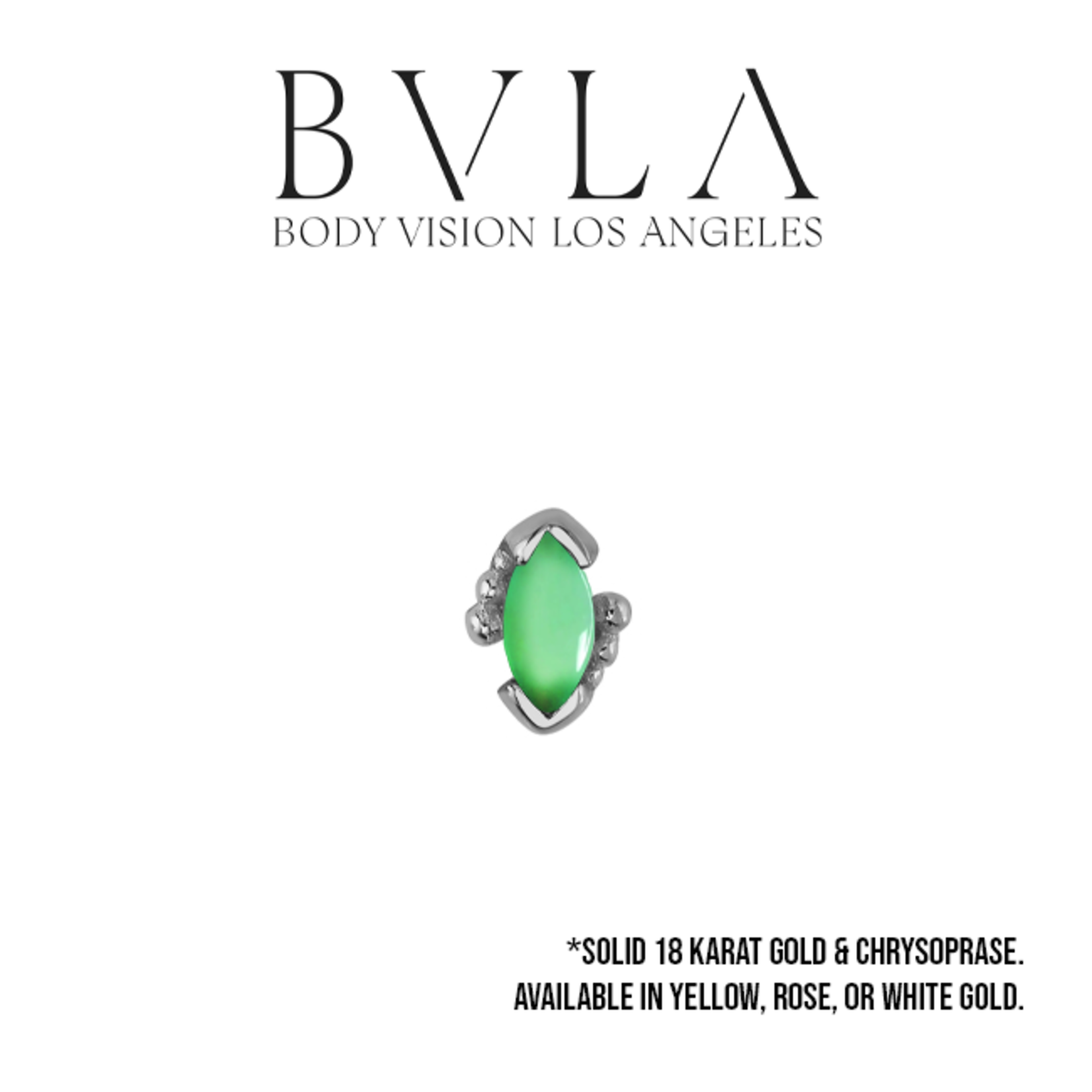 BVLA BVLA "Beaded Marquise" press-fit end with 4x2 Chrysoprase