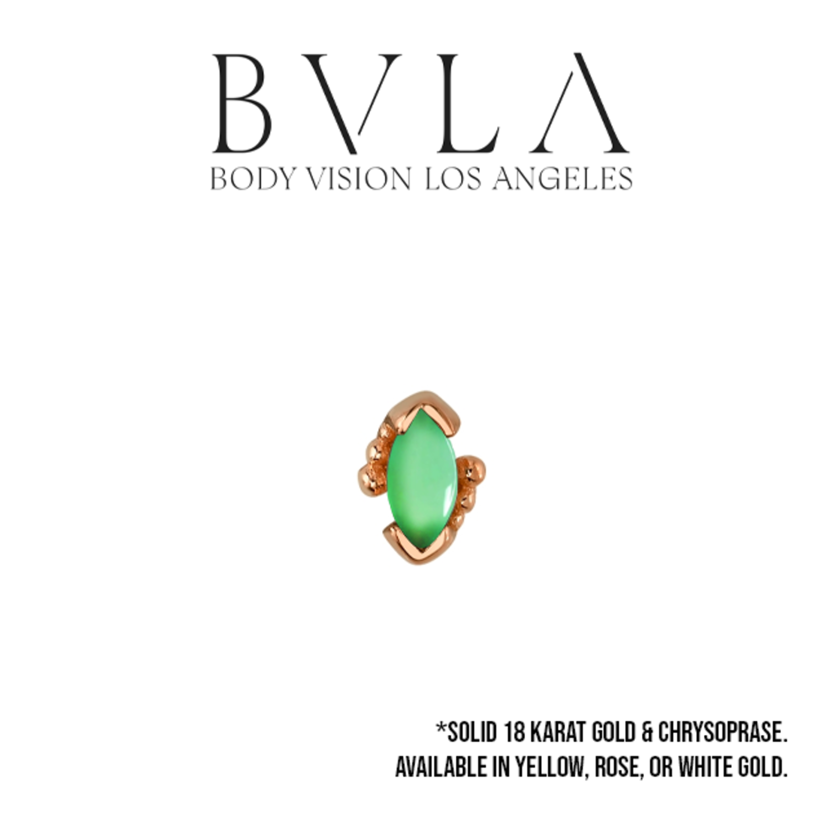BVLA BVLA "Beaded Marquise" press-fit end with 4x2 Chrysoprase