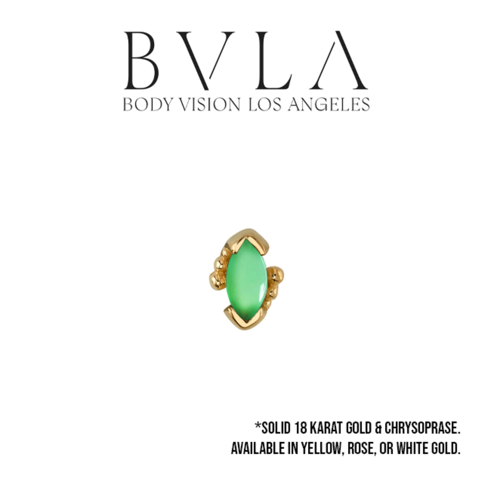 BVLA BVLA "Beaded Marquise" press-fit end with 4x2 Chrysoprase