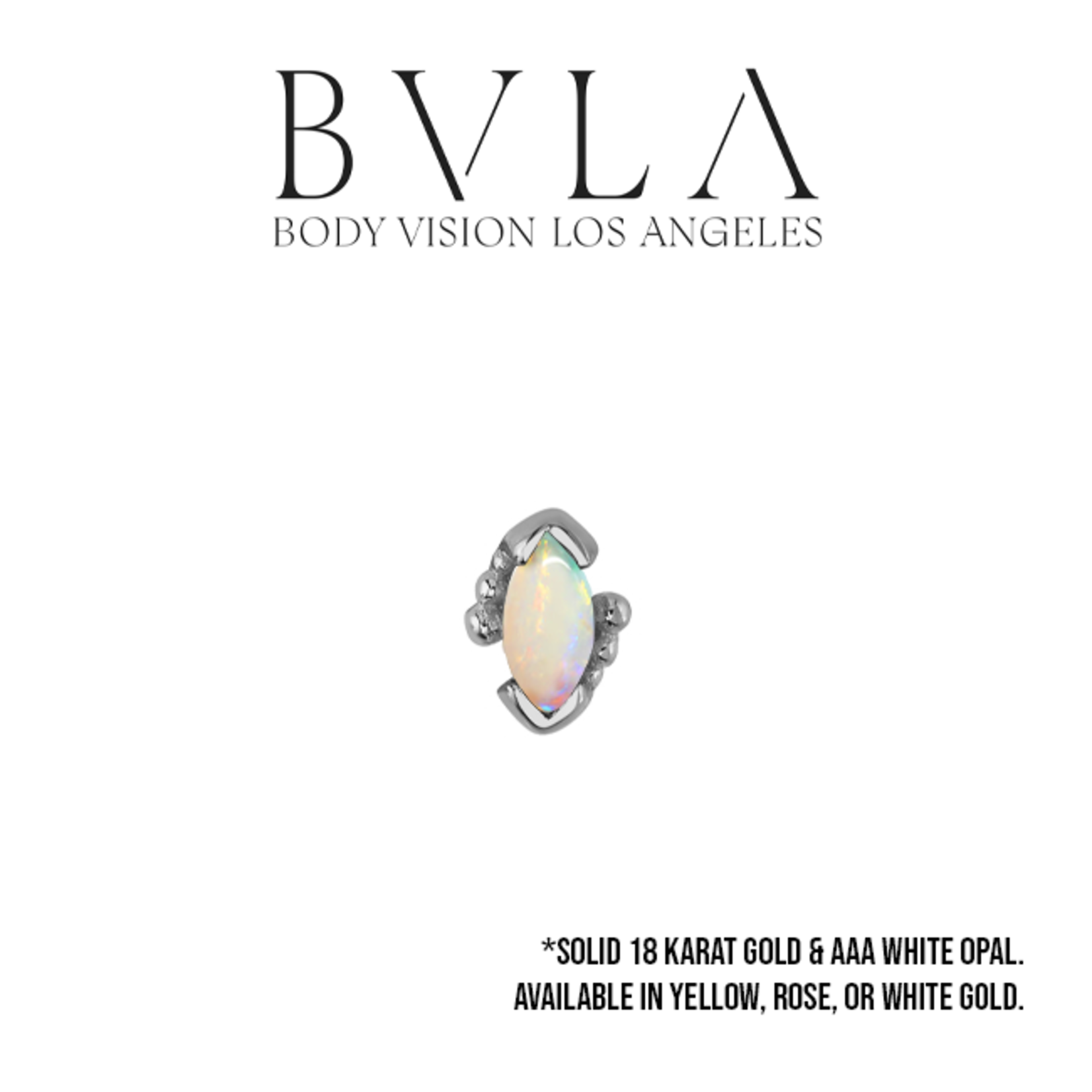 BVLA BVLA "Beaded Marquise" press-fit end with 4x2 AAA white opal
