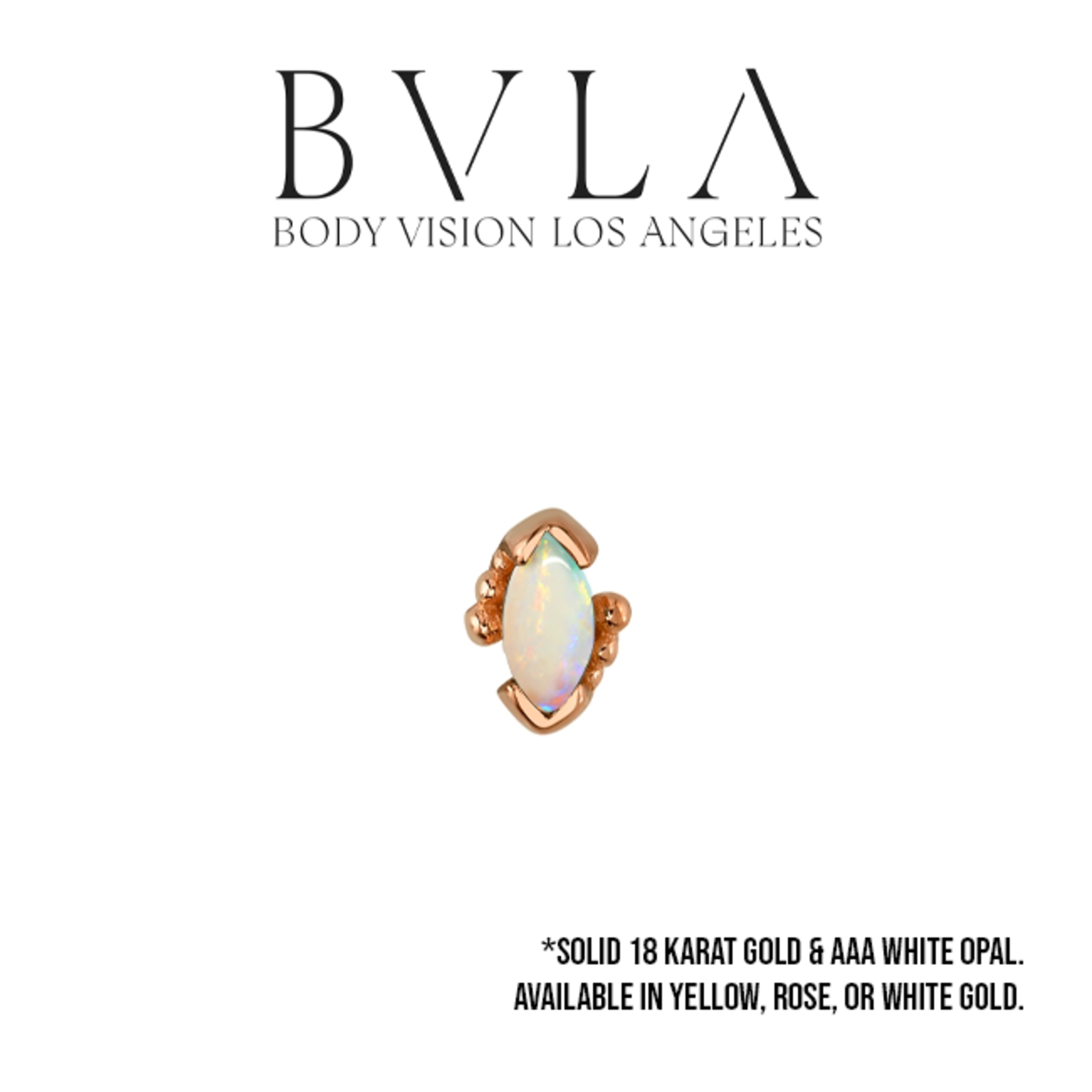 BVLA BVLA "Beaded Marquise" press-fit end with 4x2 AAA white opal