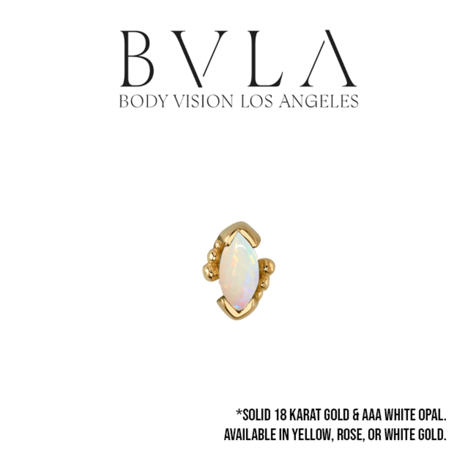 BVLA BVLA "Beaded Marquise" press-fit end with 4x2 AAA white opal