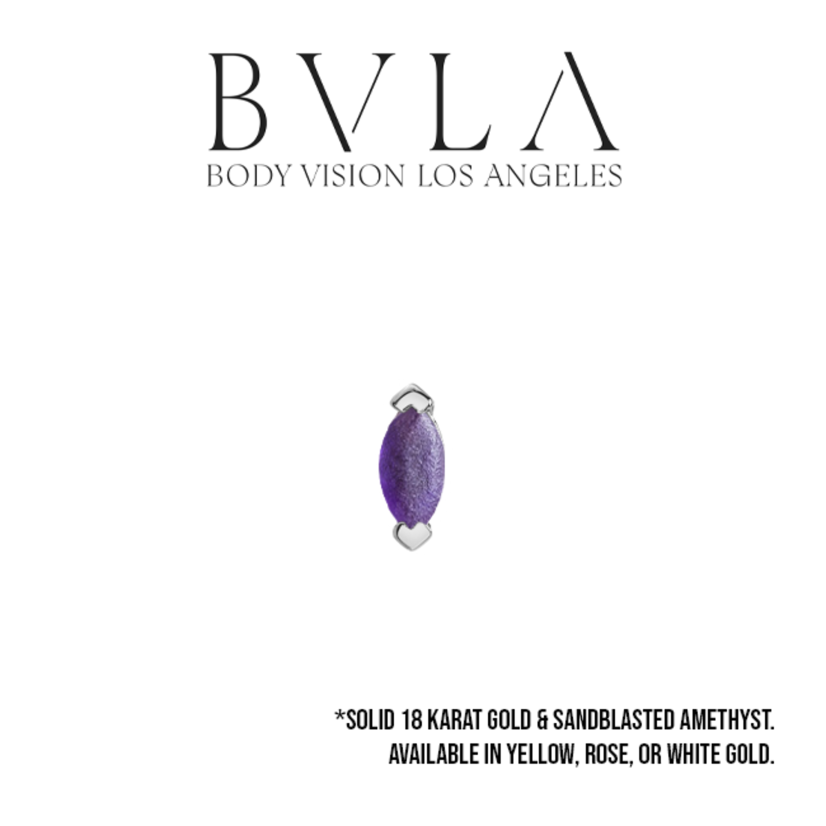 BVLA BVLA "V-Prong Marquise" press-fit end with Sandblasted AA Amethyst