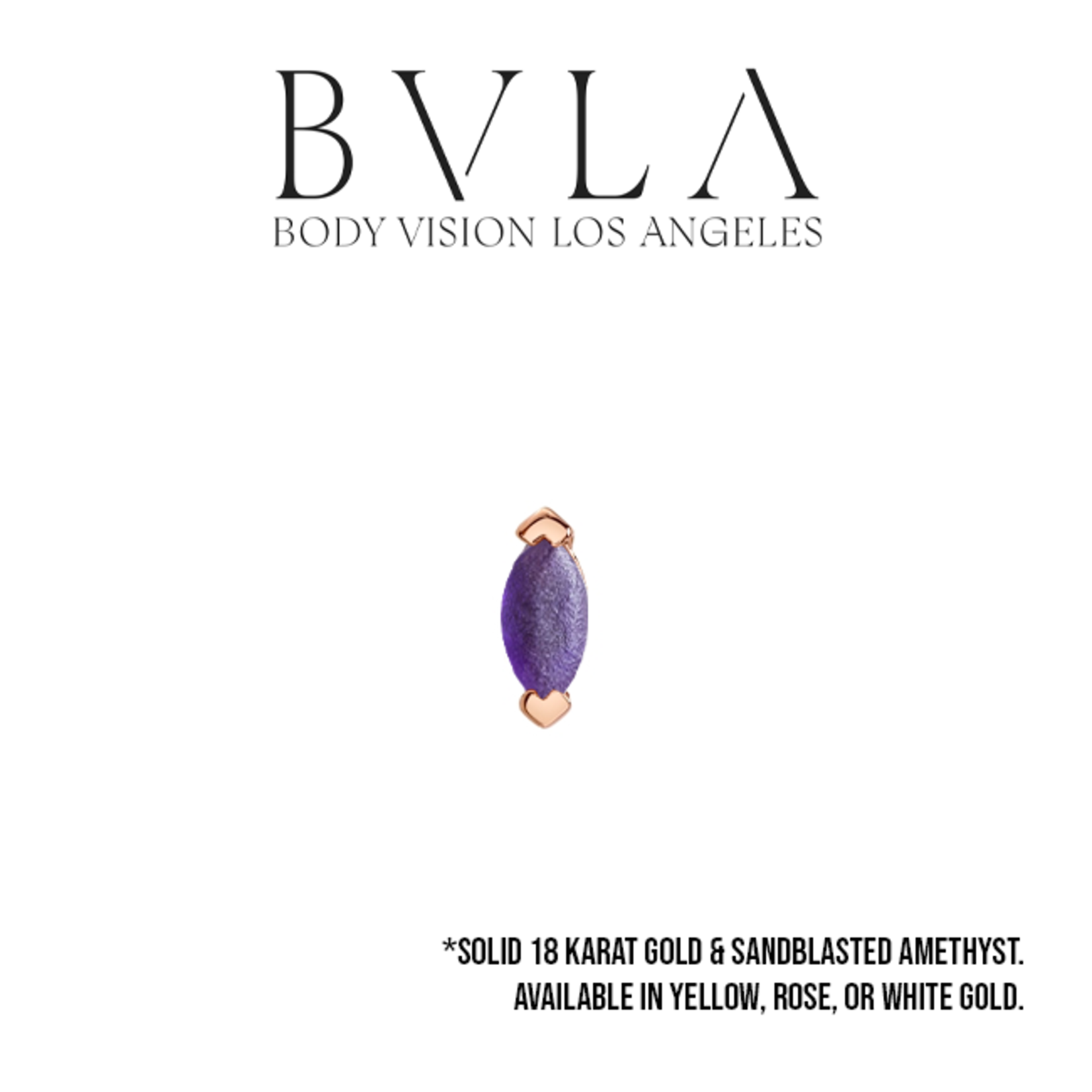 BVLA BVLA "V-Prong Marquise" press-fit end with Sandblasted AA Amethyst