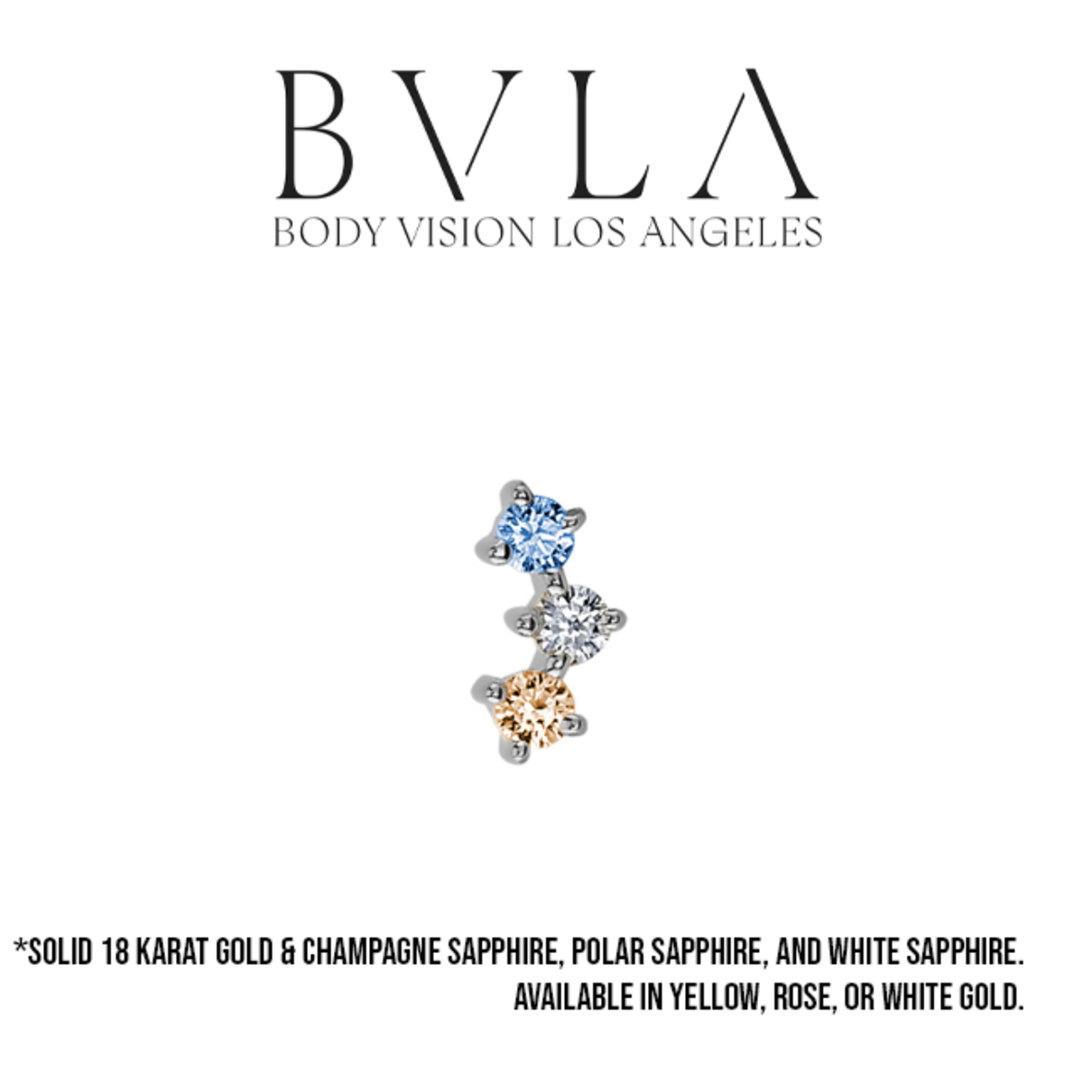 BVLA BVLA "Muse" press-fit end with 1x 1.0 Polar sapphire, 1.0 AA white sapphire, & 1.0 Champagne sapphire