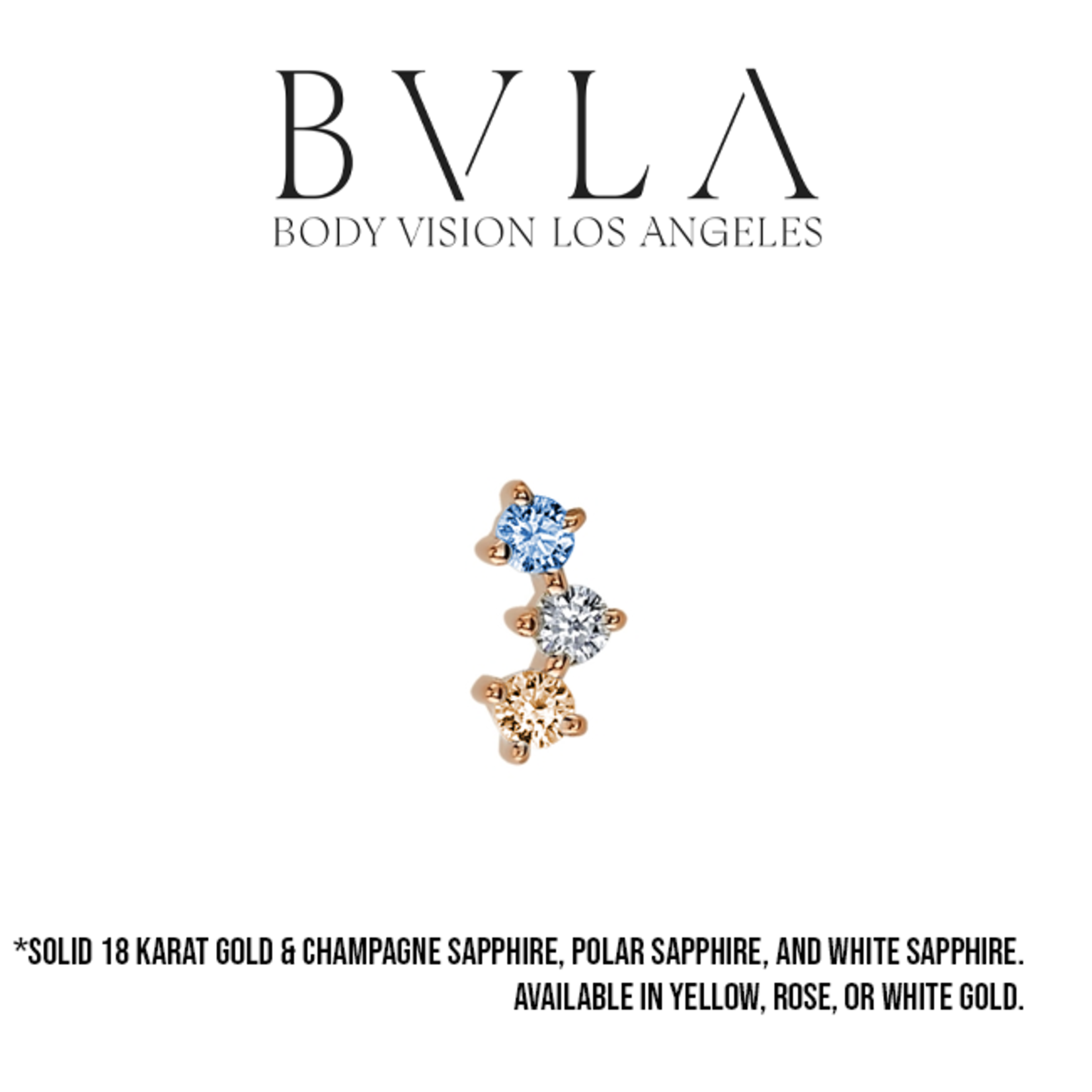 BVLA BVLA "Muse" press-fit end with 1x 1.0 Polar sapphire, 1.0 AA white sapphire, & 1.0 Champagne sapphire