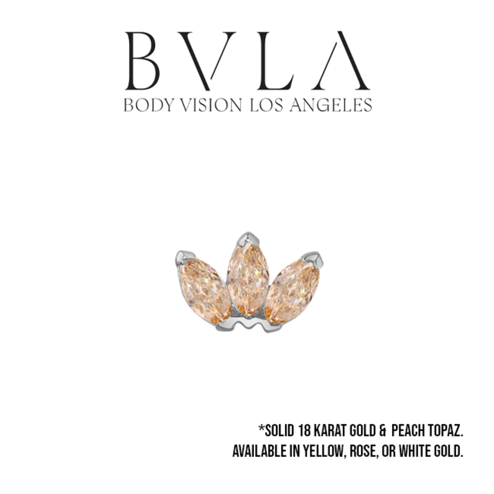 BVLA BVLA "Marquise Fan" press-fit end with 3x 3.0x1.5mm AA peach topaz