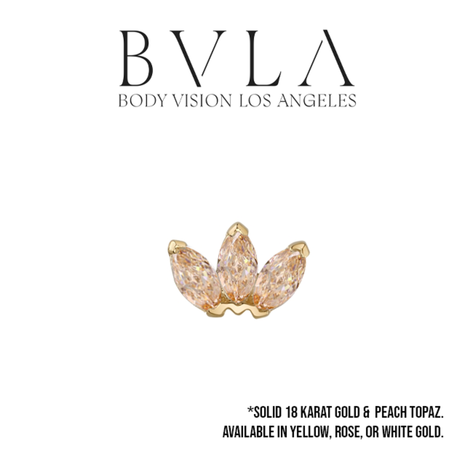 BVLA BVLA "Marquise Fan" press-fit end with 3x 3.0x1.5mm AA peach topaz