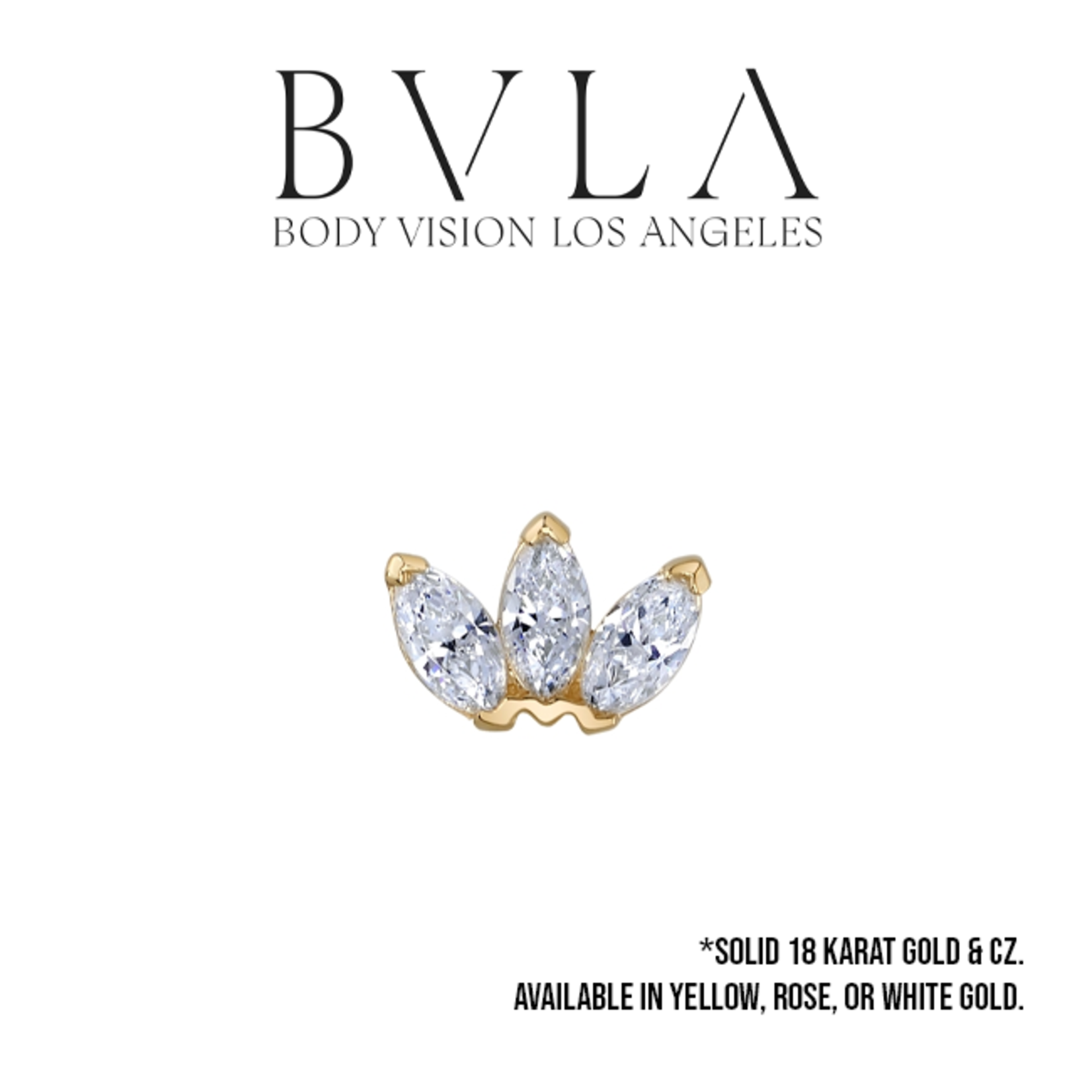 BVLA BVLA "Tiny Marquise Fan" threaded end with with 3x 2.5x1.25 CZ