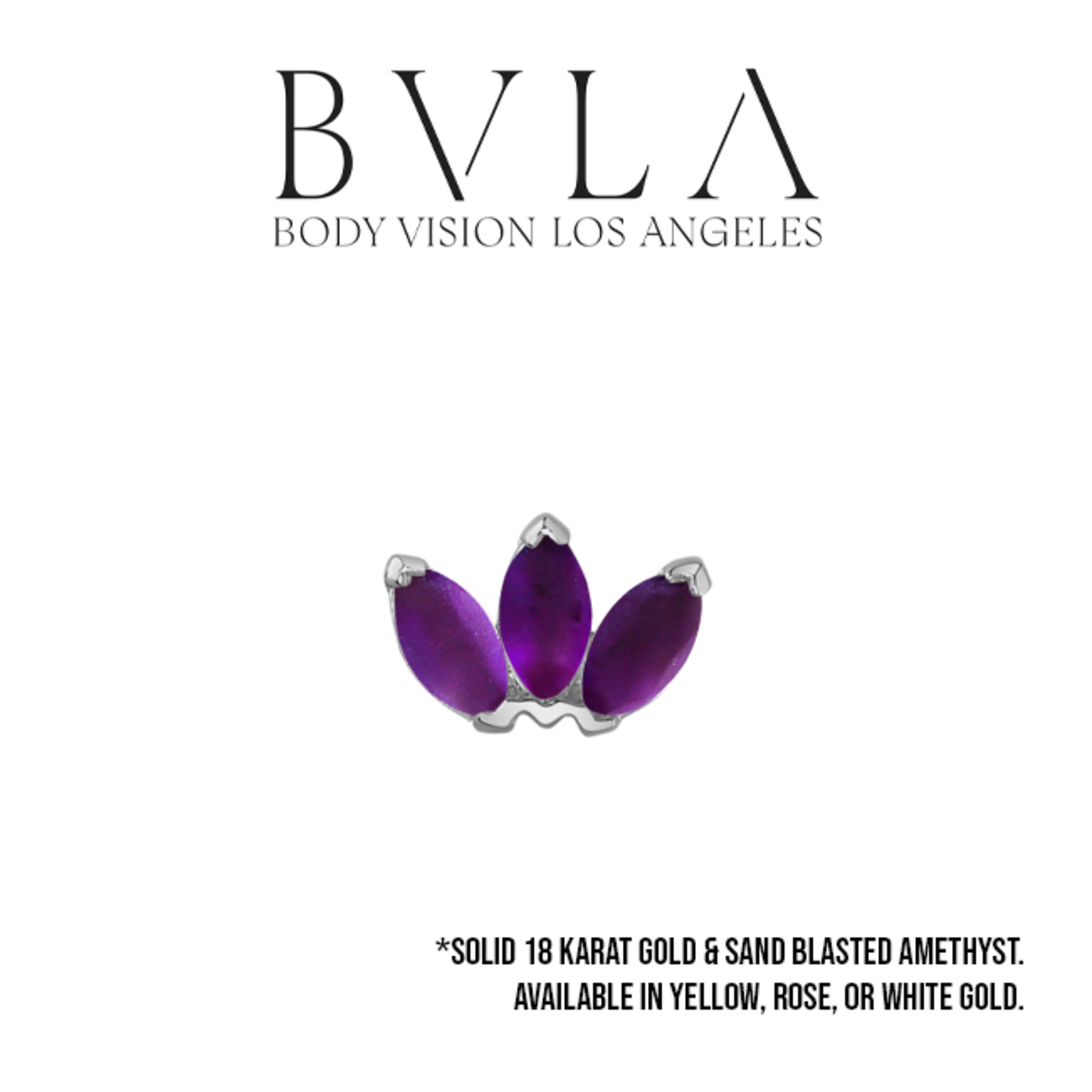 BVLA BVLA "Marquise Fan" press-fit end with 3x 3x1.5 Sandblasted AA Amethyst