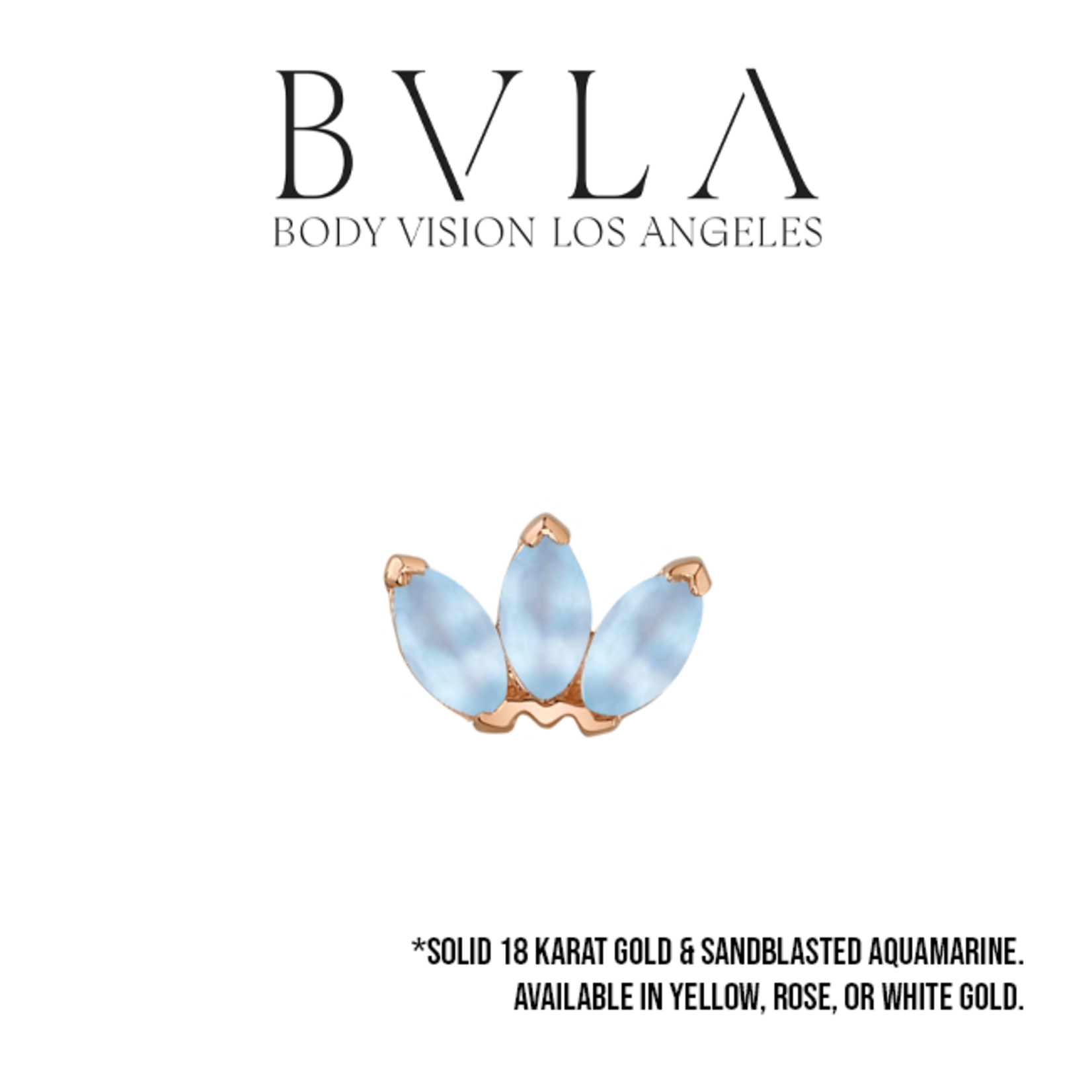 BVLA BVLA "Marquise Fan" press-fit end with 3x 3x1.5 Sandblasted A Aquamarine